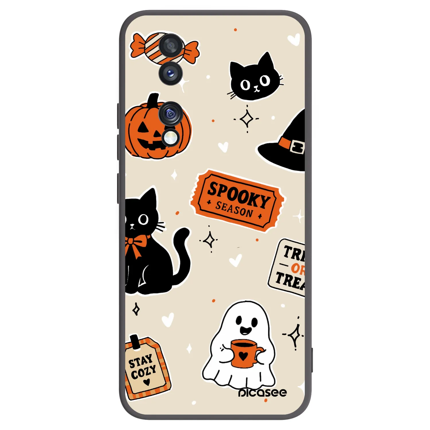 Picasee silikonski črni ovitek za Honor 70 - Halloween stickers