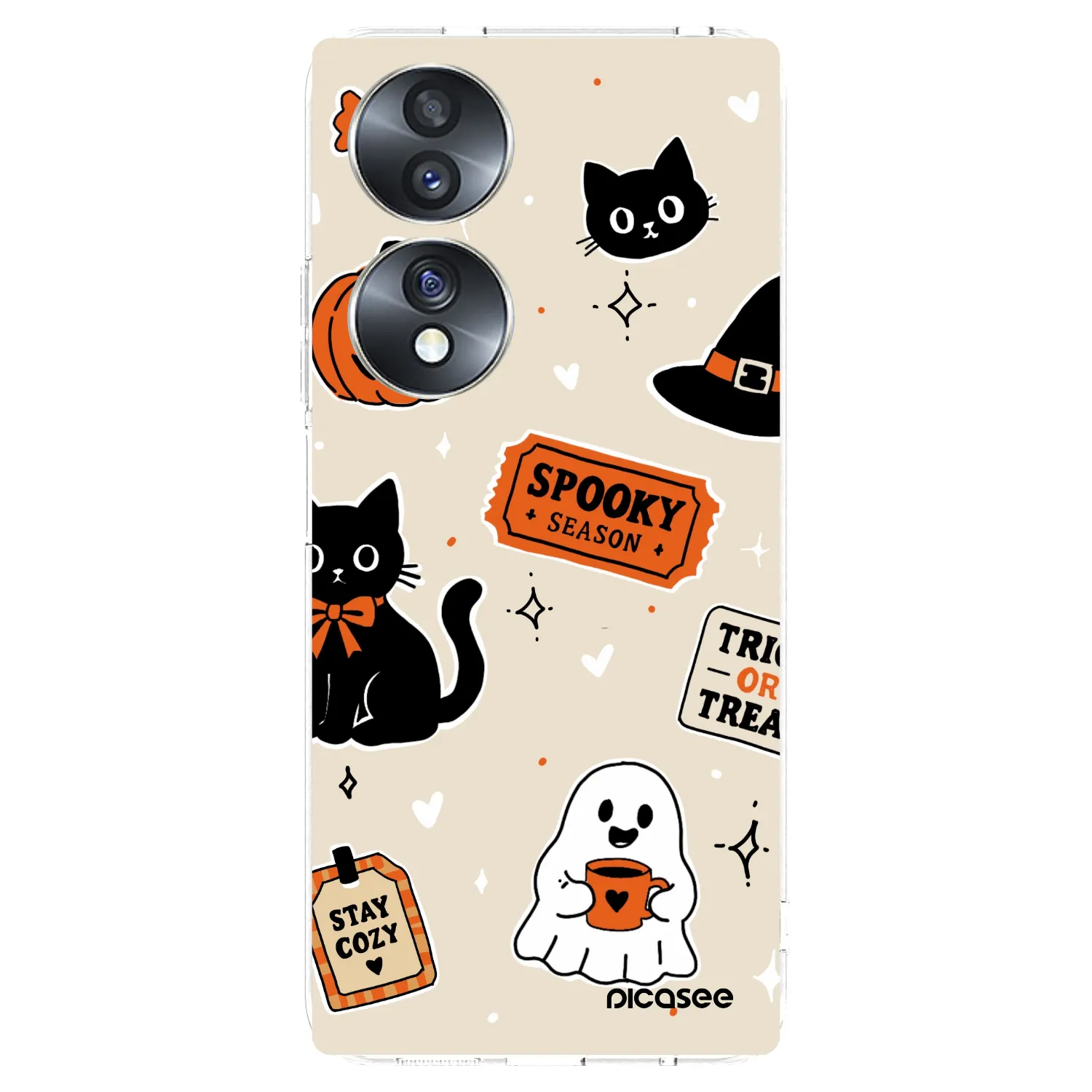 Picasee silikonski prozorni ovitek za Honor 70 - Halloween stickers