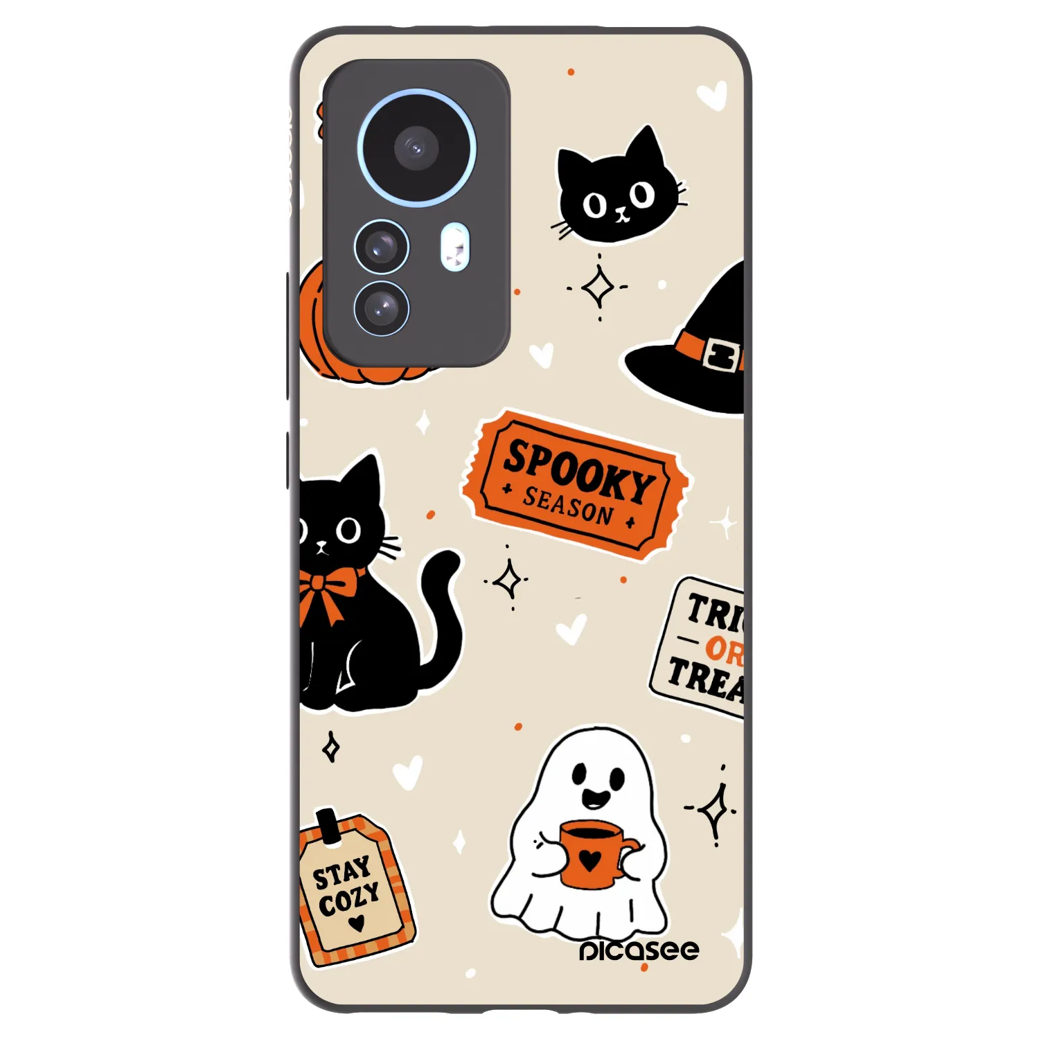 Picasee silikonski črni ovitek za Xiaomi 12T - Halloween stickers