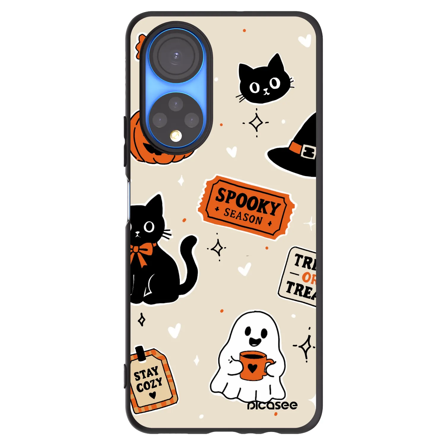 Picasee silikonski črni ovitek za Honor X7 - Halloween stickers