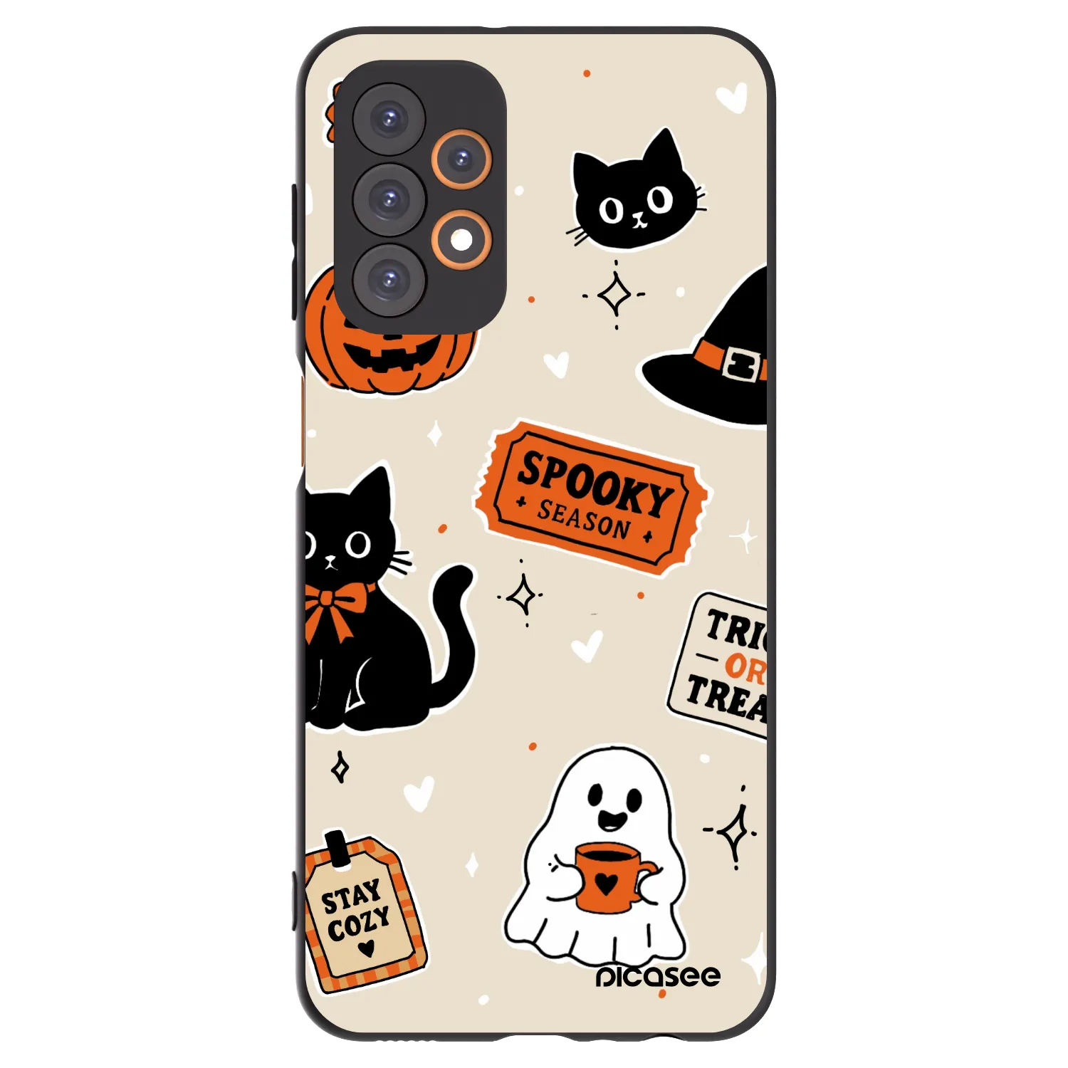 Picasee silikonski črni ovitek za Samsung Galaxy A23 A236B 5G - Halloween stickers