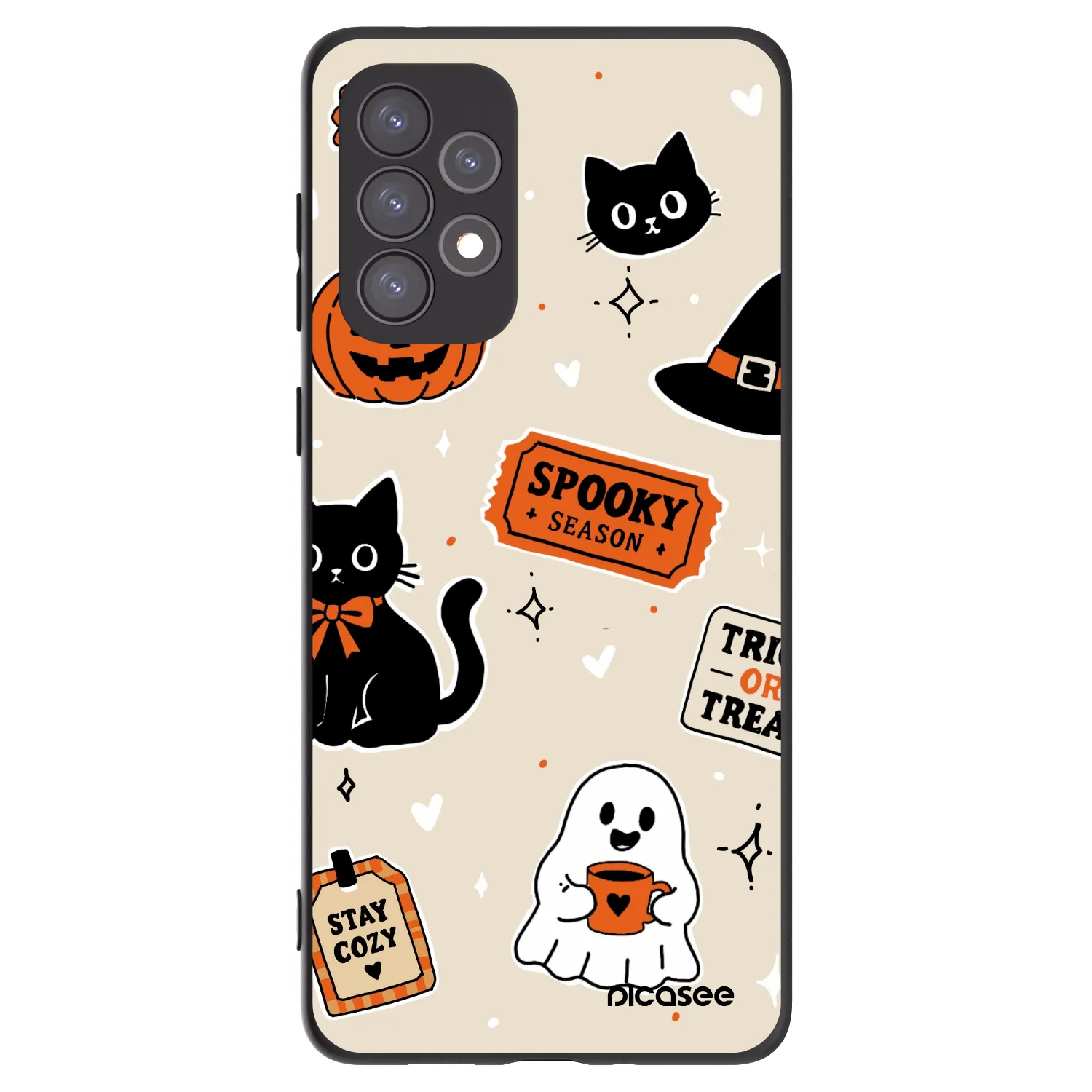 Picasee silikonski črni ovitek za Samsung Galaxy A73 5G - Halloween stickers