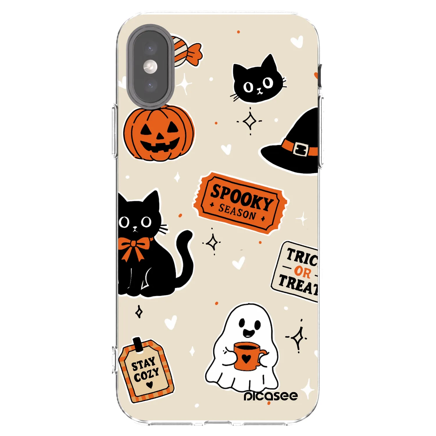 Picasee silikonski prozorni ovitek za Apple iPhone X/XS - Halloween stickers