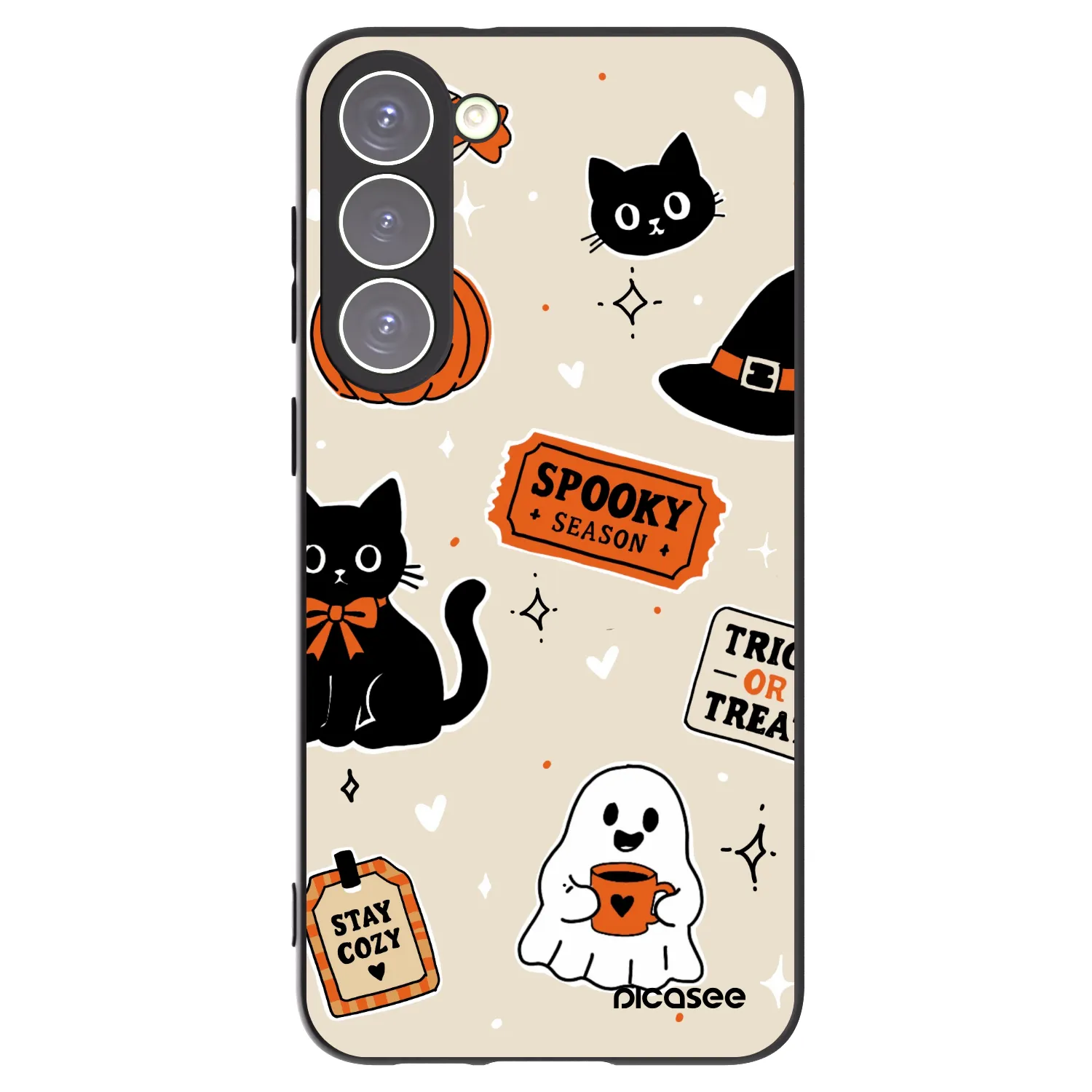 Picasee silikonski črni ovitek za Samsung Galaxy S23+ 5G - Halloween stickers