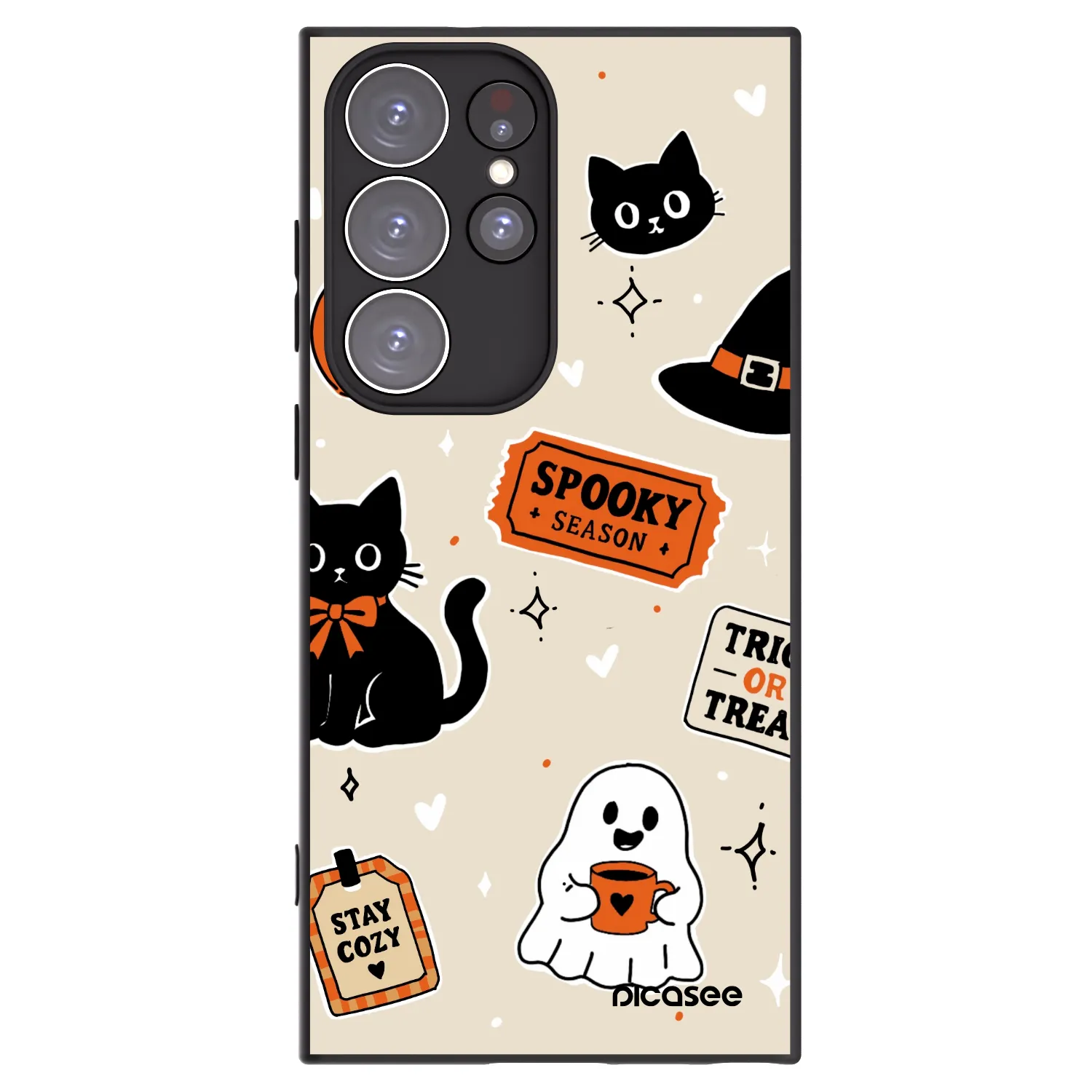 Picasee silikonski črni ovitek za Samsung Galaxy S23 Ultra 5G - Halloween stickers