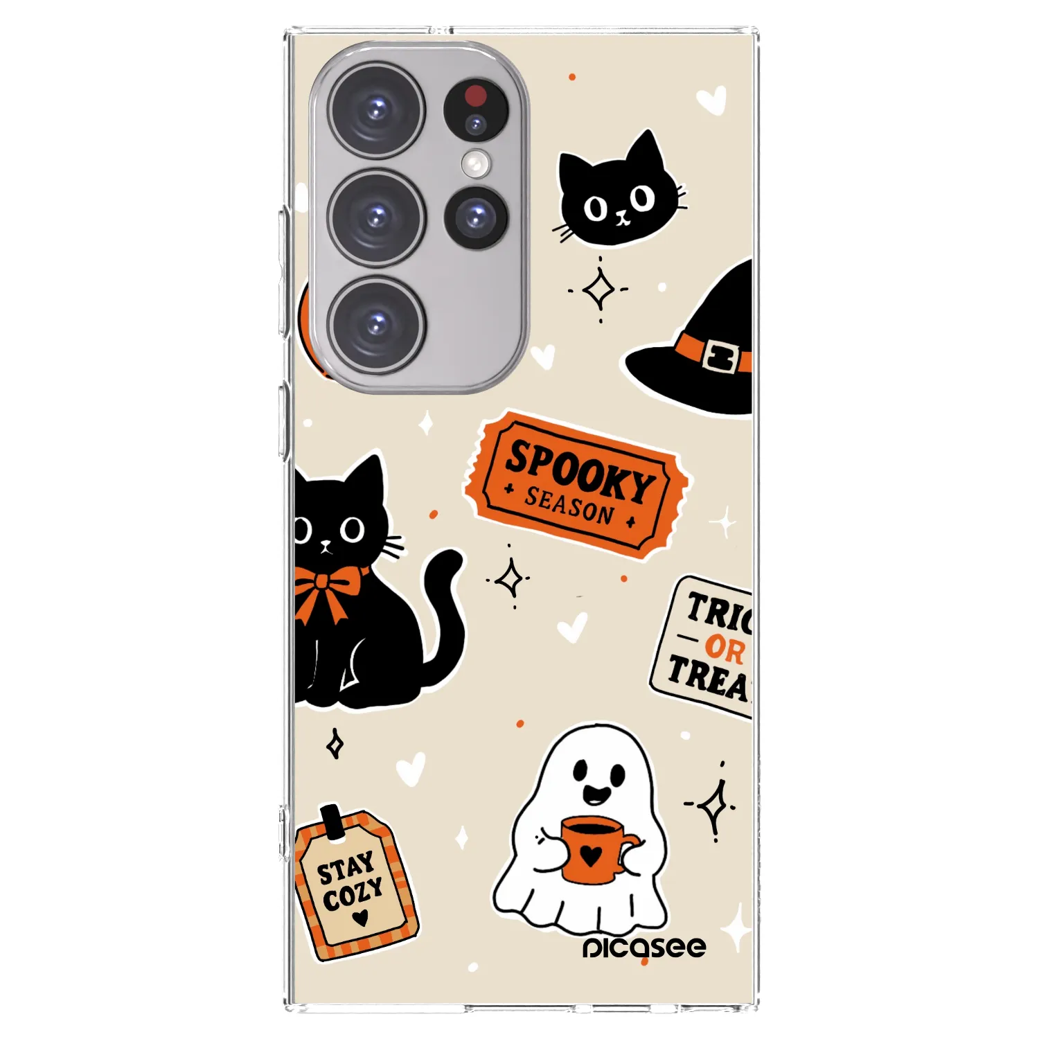 Picasee silikonski prozorni ovitek za Samsung Galaxy S23 Ultra 5G - Halloween stickers