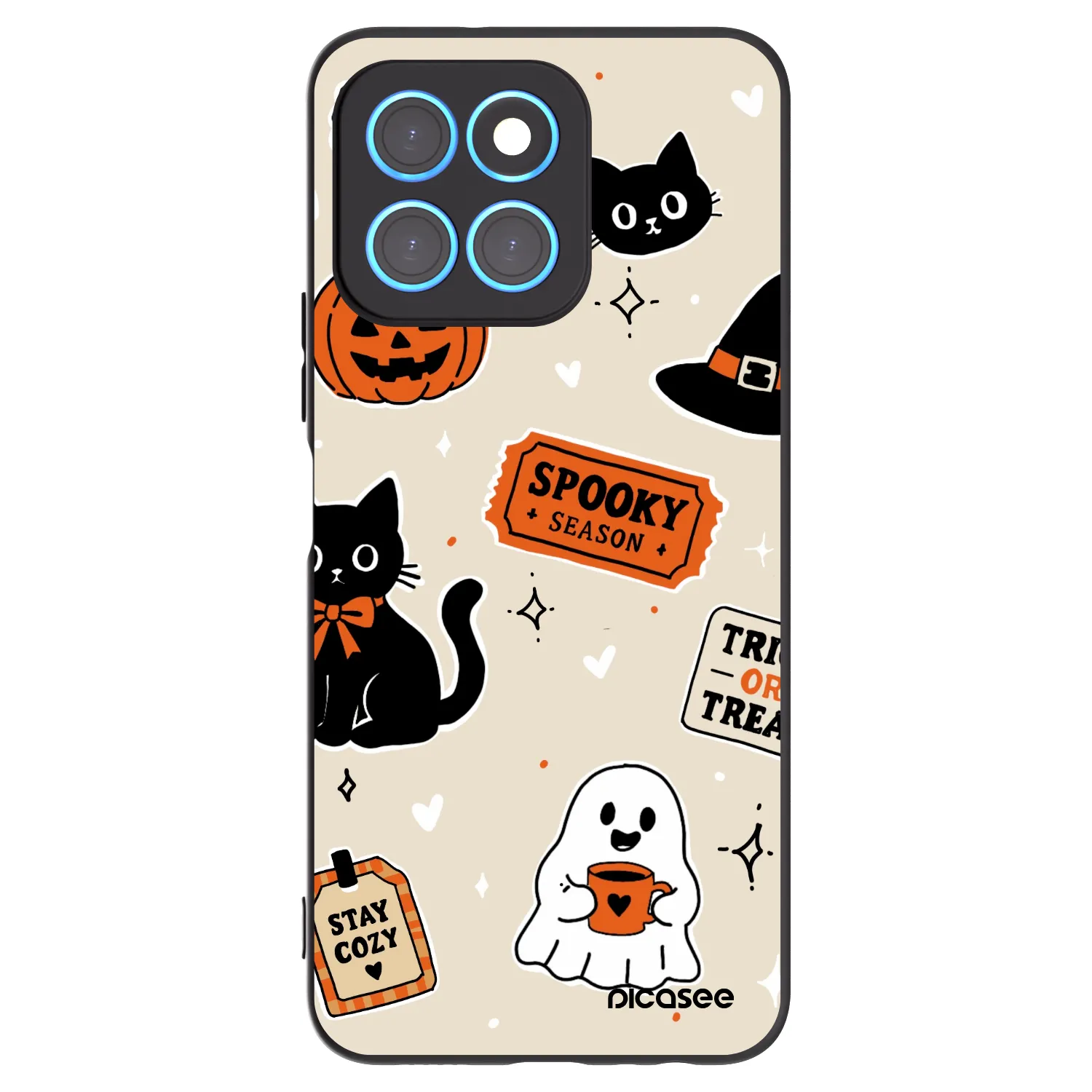 Picasee silikonski črni ovitek za Honor X8 5G - Halloween stickers