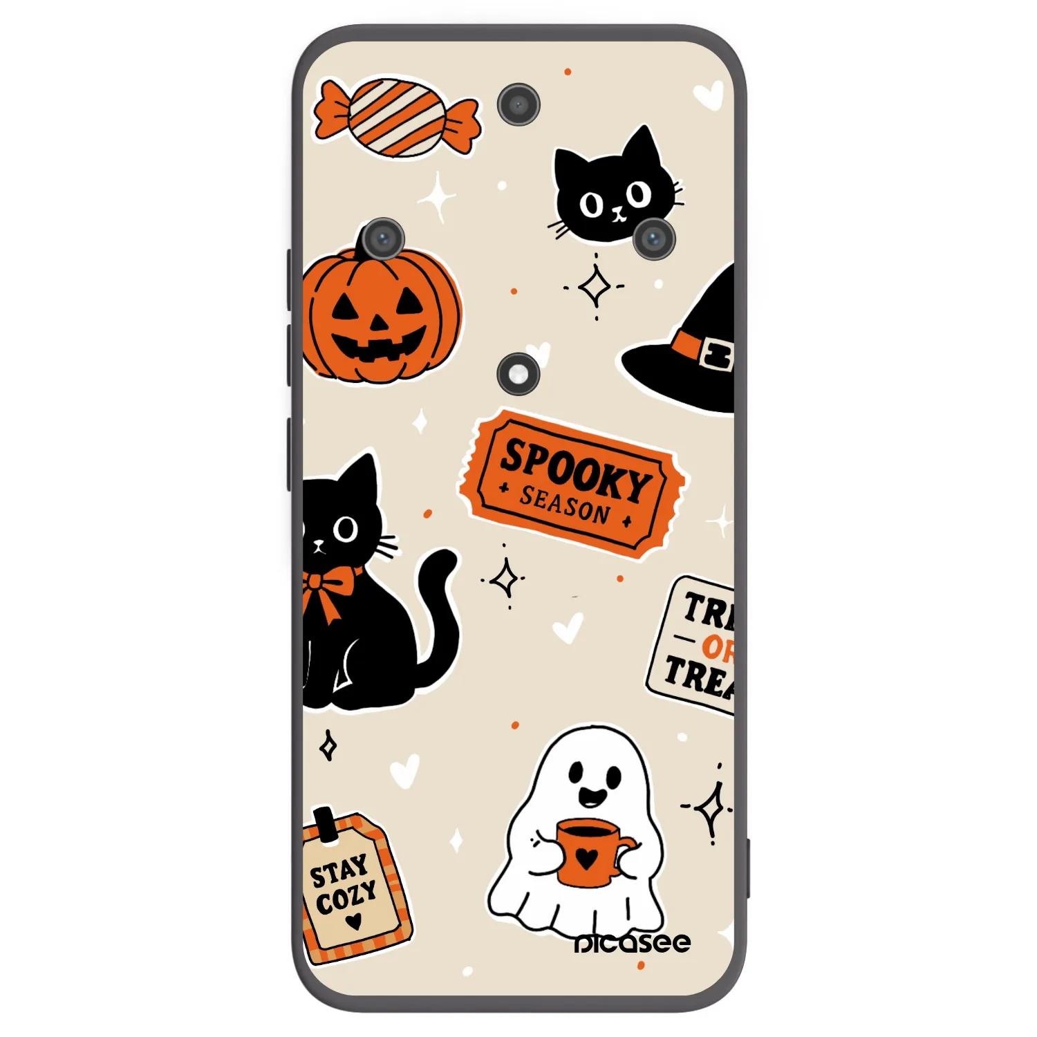 Picasee silikonski črni ovitek za Honor Magic5 Lite 5G - Halloween stickers