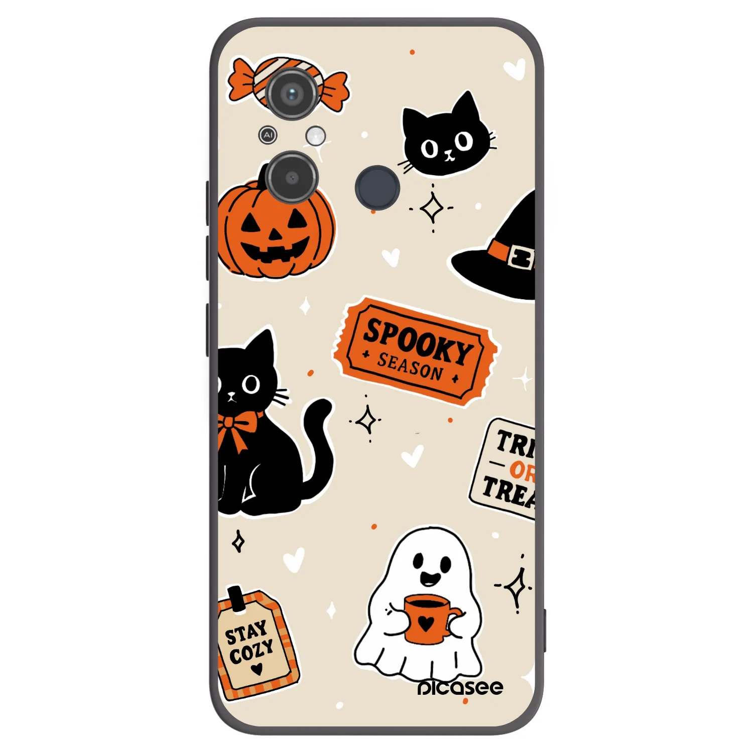 Picasee silikonski črni ovitek za Xiaomi Redmi 12C - Halloween stickers