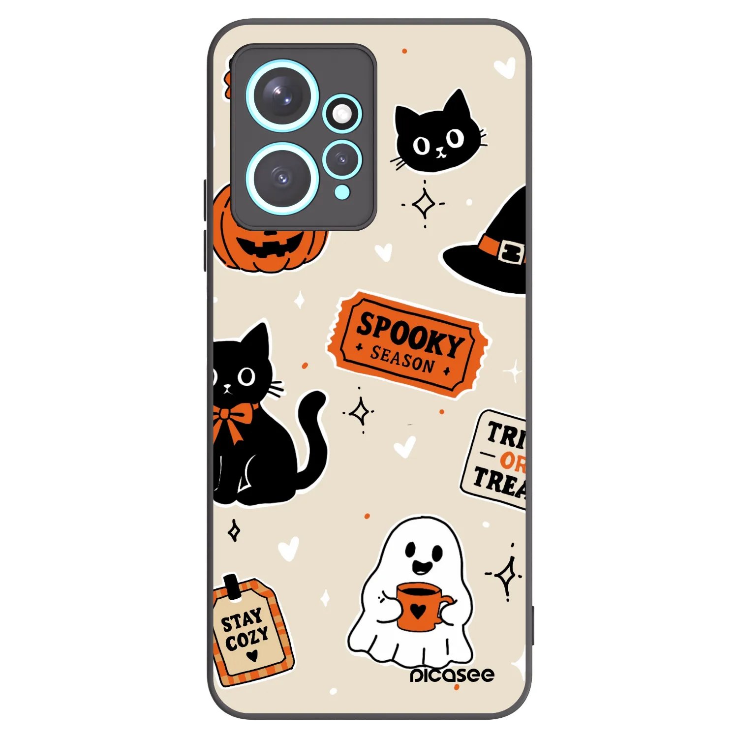 Picasee silikonski črni ovitek za Xiaomi Redmi Note 12 4G - Halloween stickers