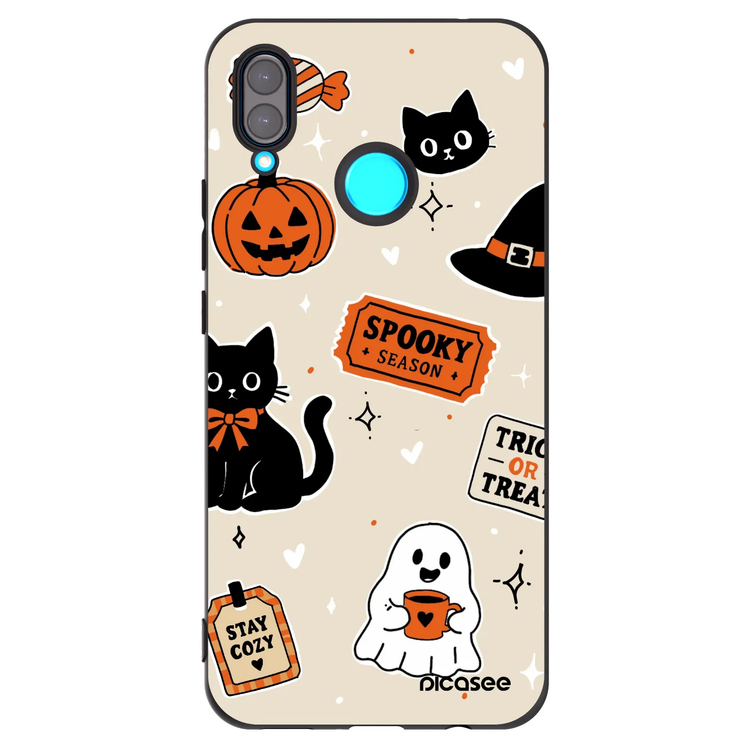 Picasee silikonski črni ovitek za Huawei Nova 3i - Halloween stickers
