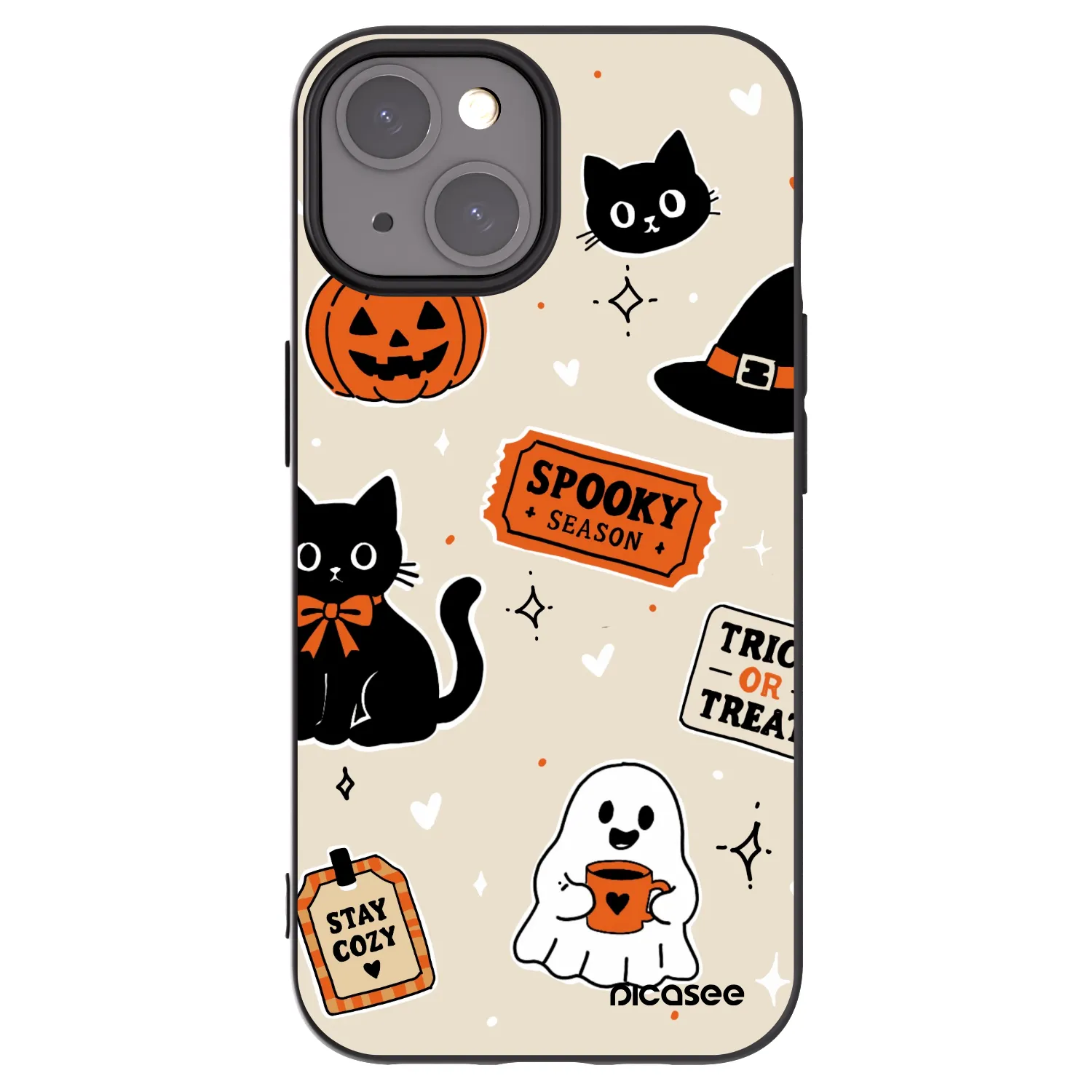 Picasee silikonski črni ovitek za Apple iPhone 15 - Halloween stickers