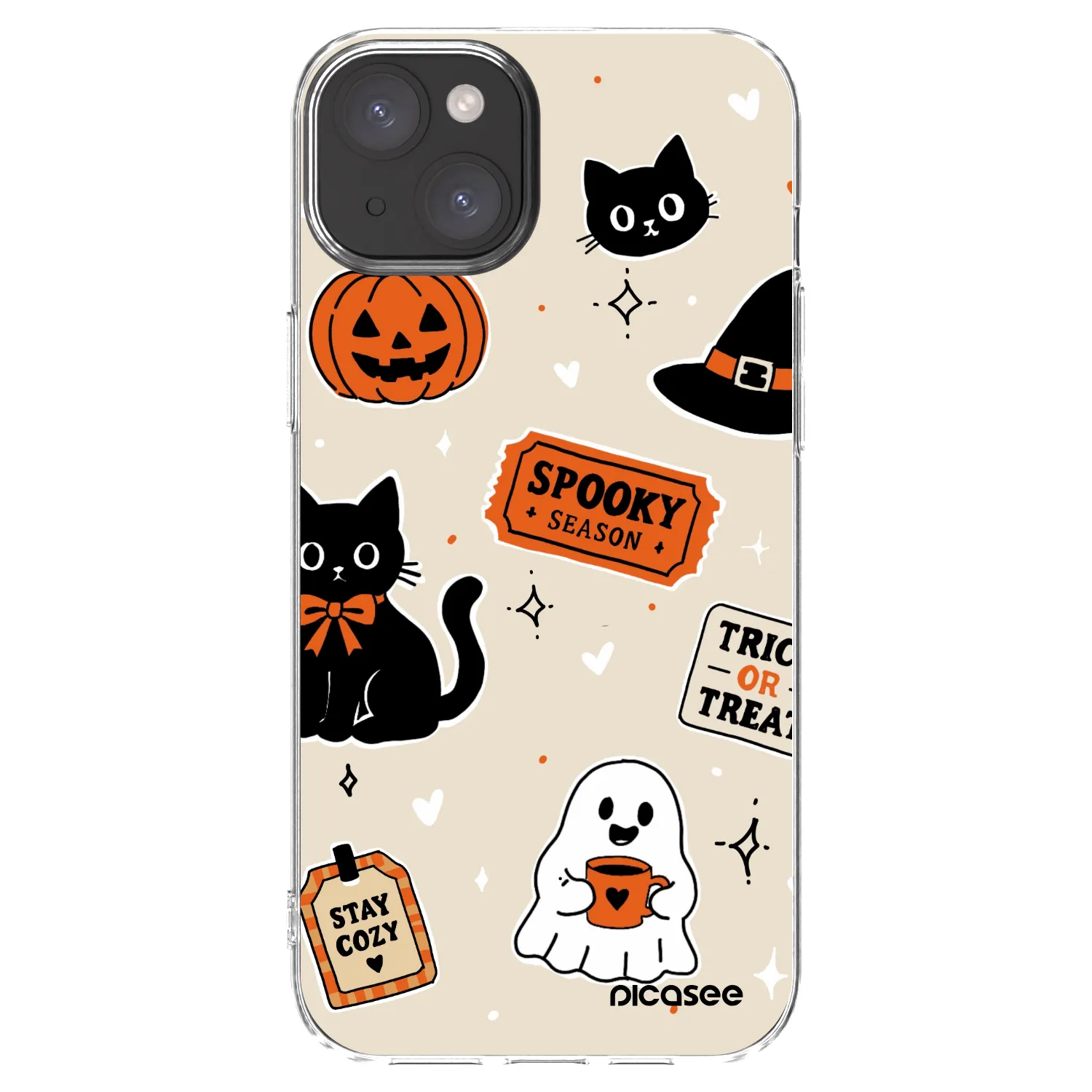Picasee silikonski prozorni ovitek za Apple iPhone 15 Plus - Halloween stickers