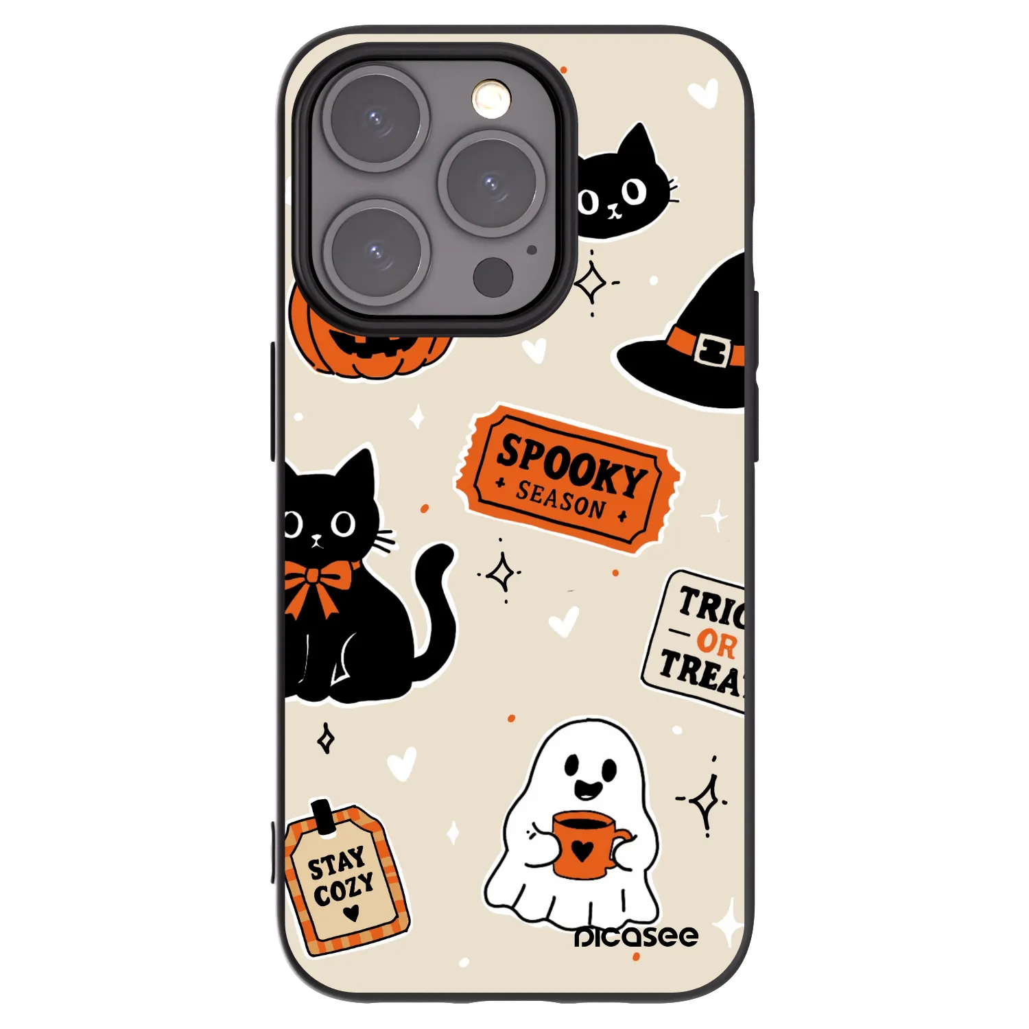 Picasee silikonski črni ovitek za Apple iPhone 15 Pro - Halloween stickers