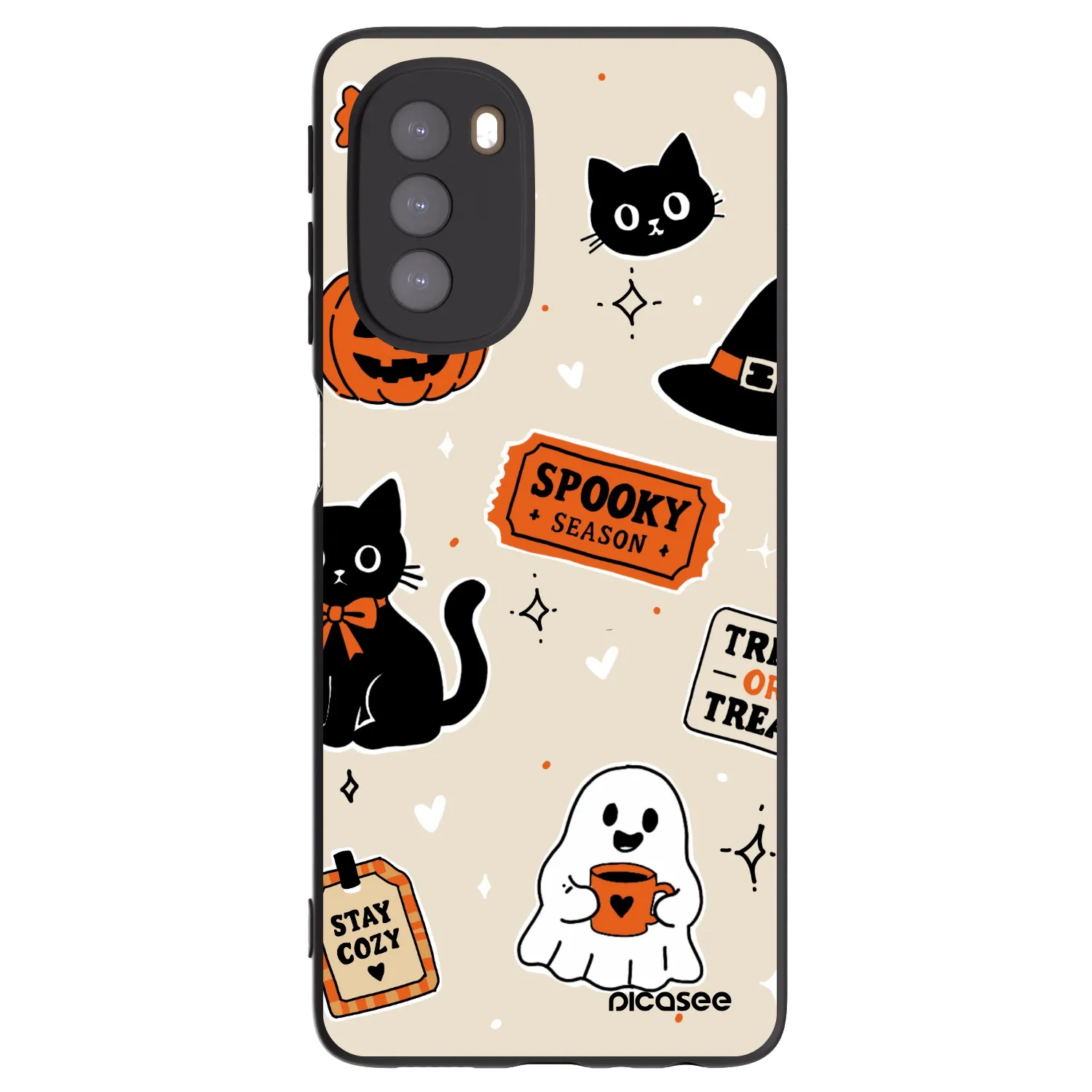 Picasee silikonski črni ovitek za Motorola Moto G51 - Halloween stickers