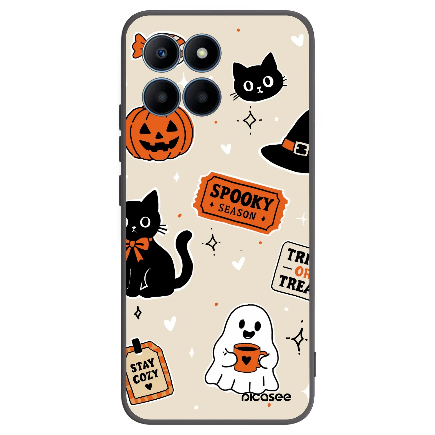 Picasee silikonski črni ovitek za Honor 70 Lite - Halloween stickers