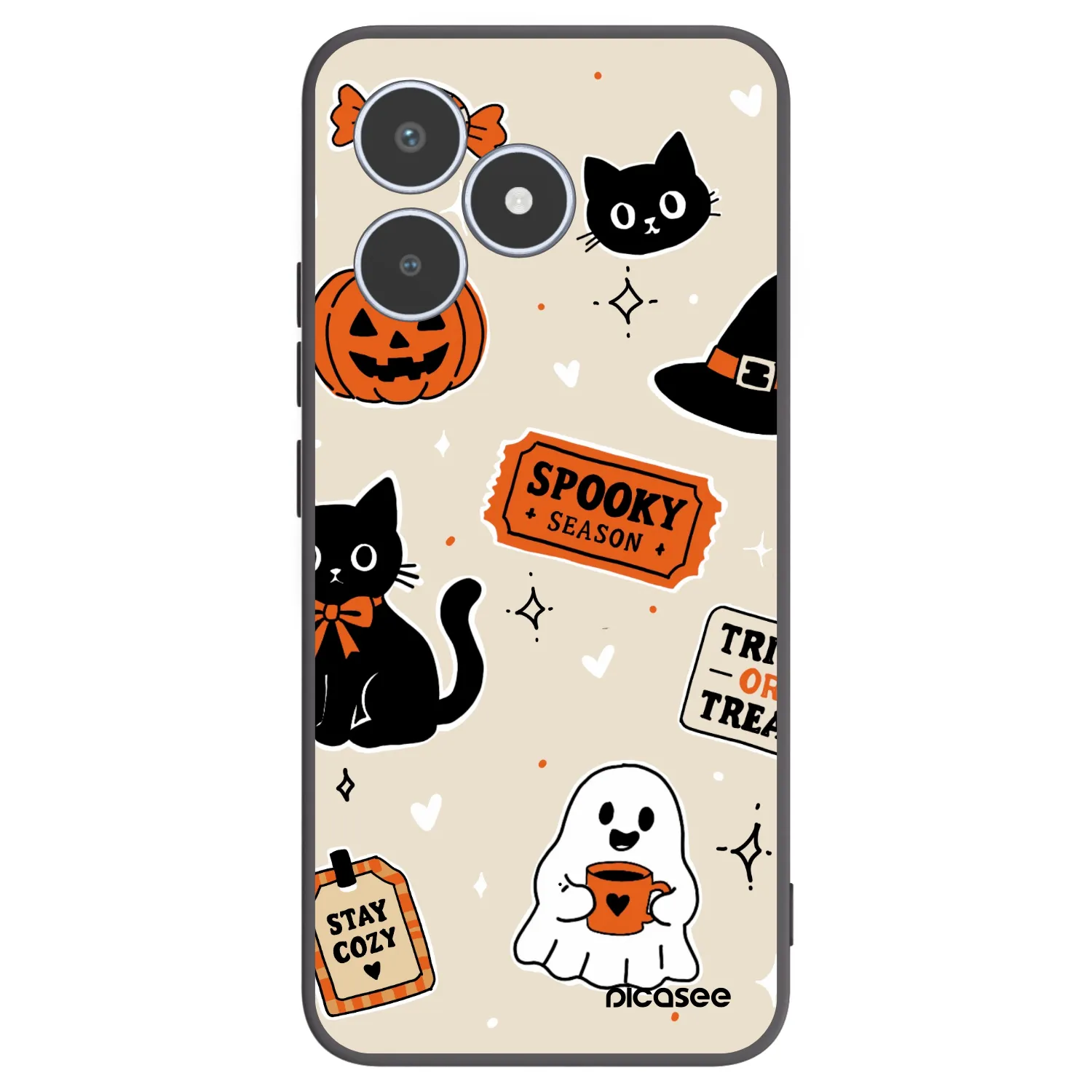 Picasee silikonski črni ovitek za Realme C53 - Halloween stickers
