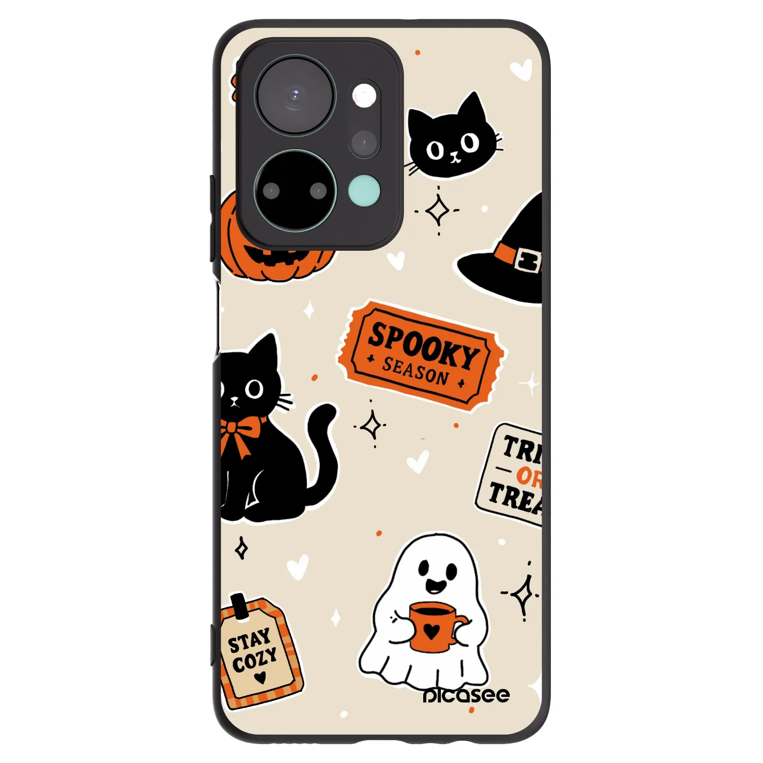 Picasee silikonski črni ovitek za Honor X7a - Halloween stickers