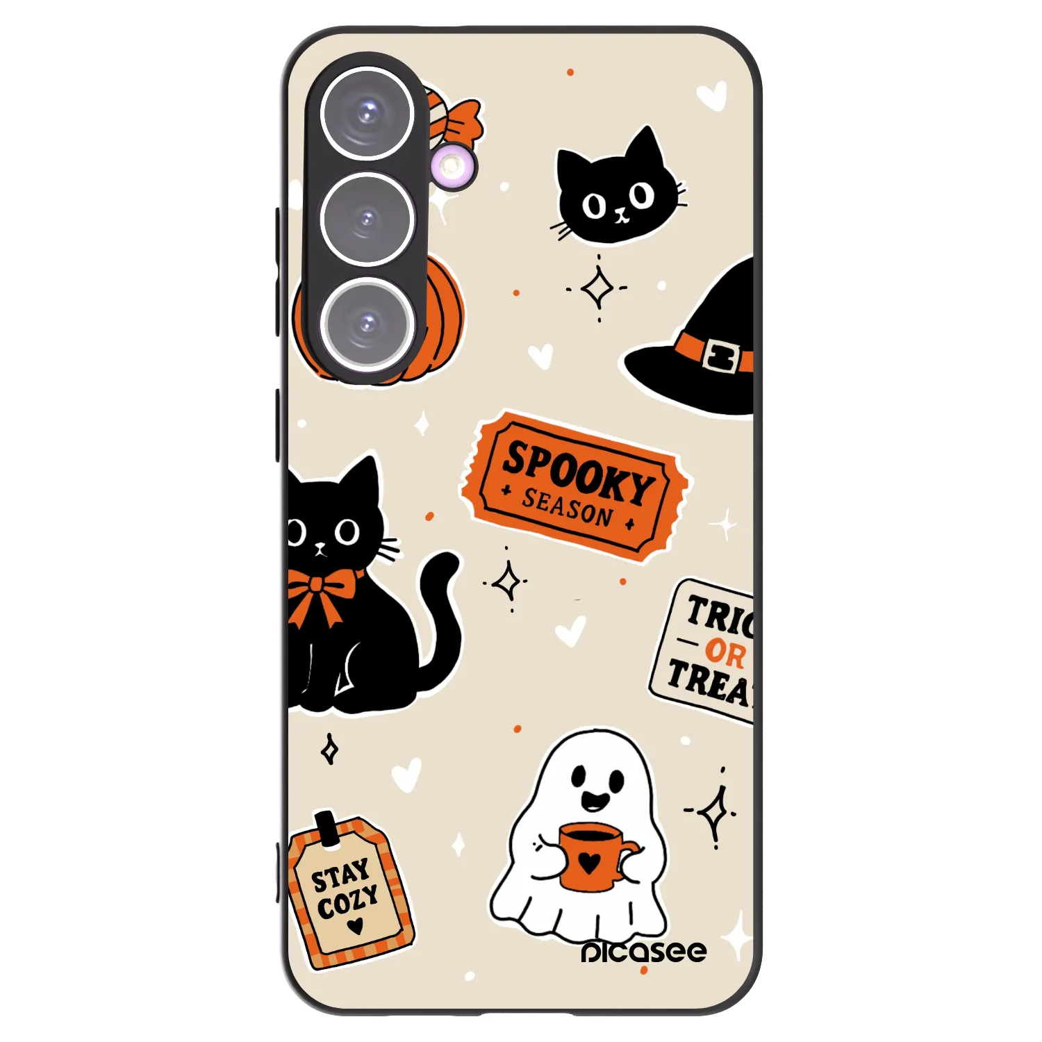 Picasee silikonski črni ovitek za Samsung Galaxy S24+ S926B 5G - Halloween stickers