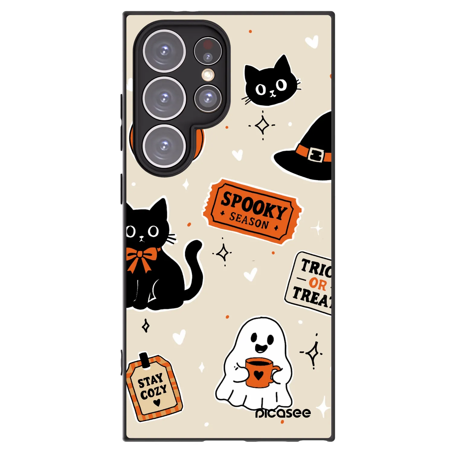 Picasee silikonski črni ovitek za Samsung Galaxy S24 Ultra S928B 5G - Halloween stickers