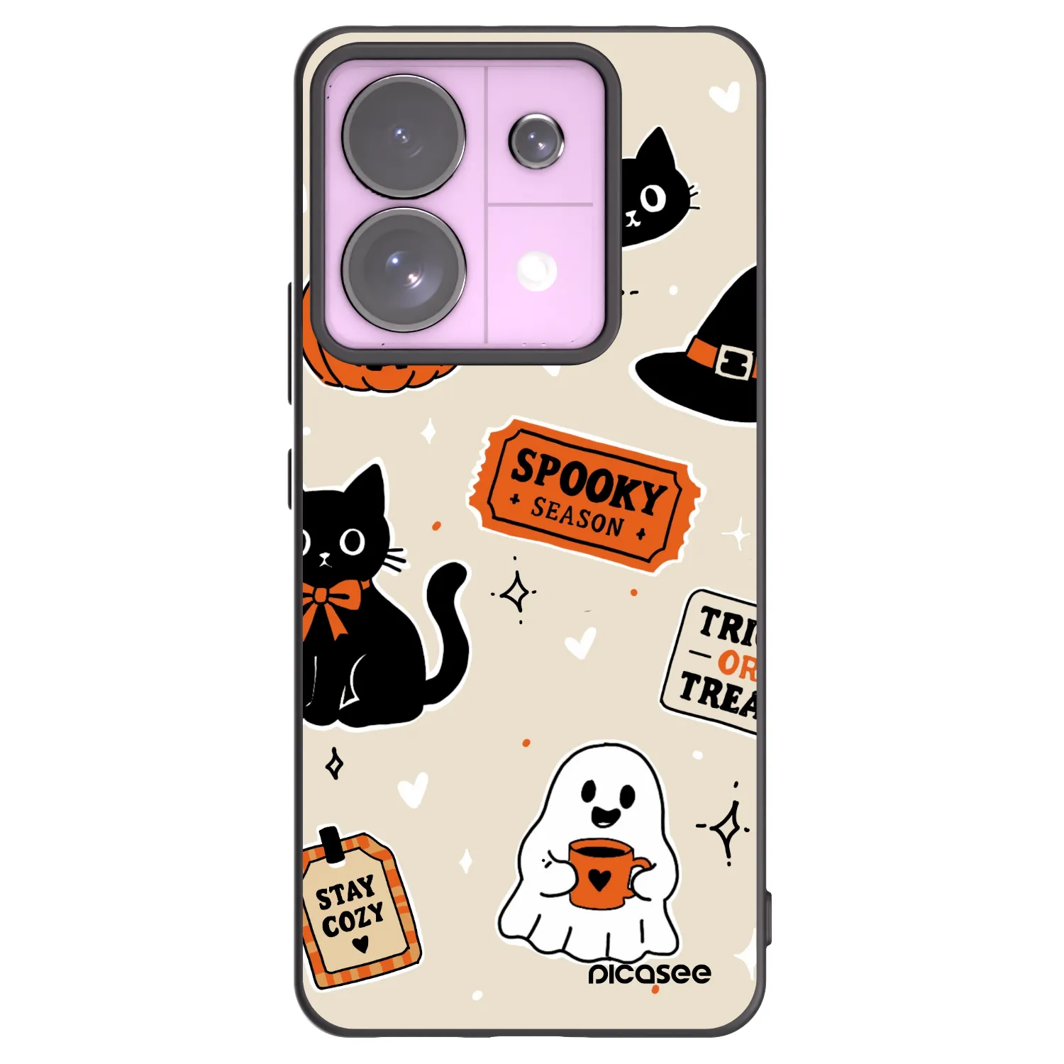 Picasee silikonski črni ovitek za Xiaomi Redmi Note 13 Pro 5G - Halloween stickers