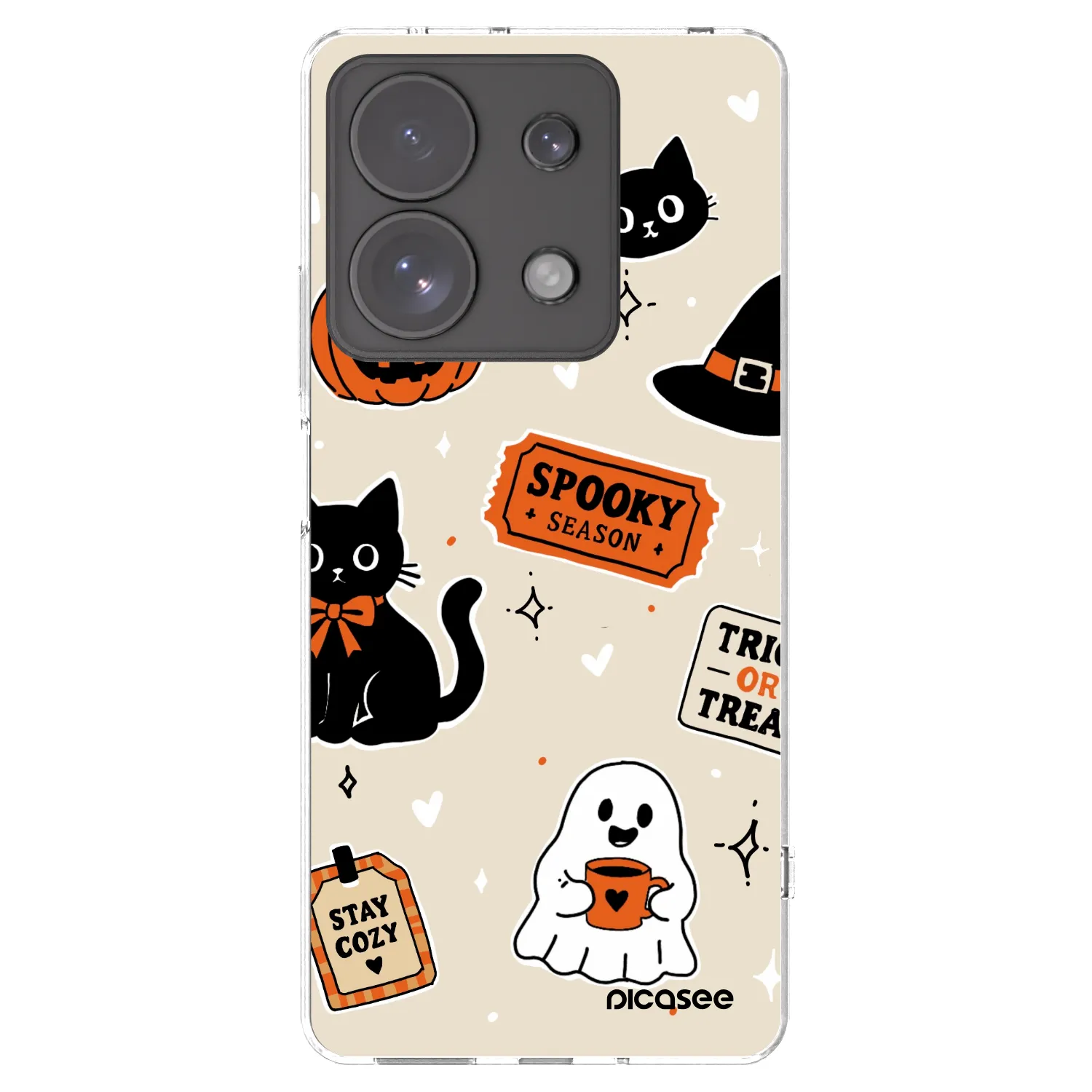Picasee silikonski prozorni ovitek za Xiaomi Redmi Note 13 Pro 4G - Halloween stickers
