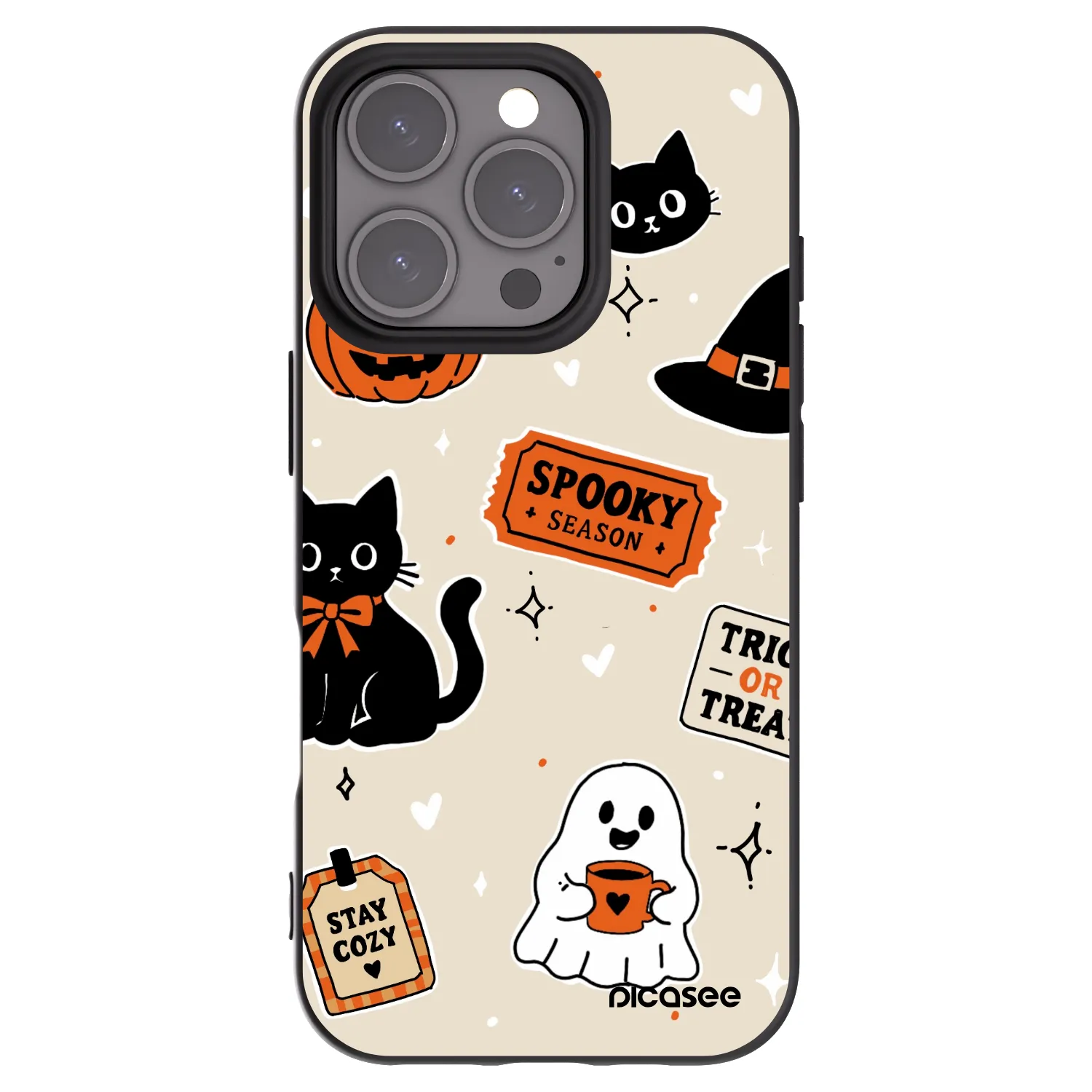 Picasee silikonski črni ovitek za Apple iPhone 16 Pro - Halloween stickers