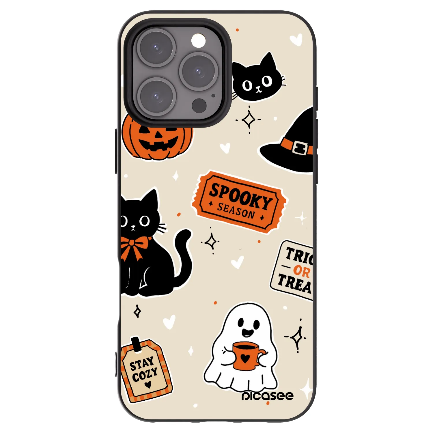 Picasee silikonski črni ovitek za Apple iPhone 16 Pro Max - Halloween stickers