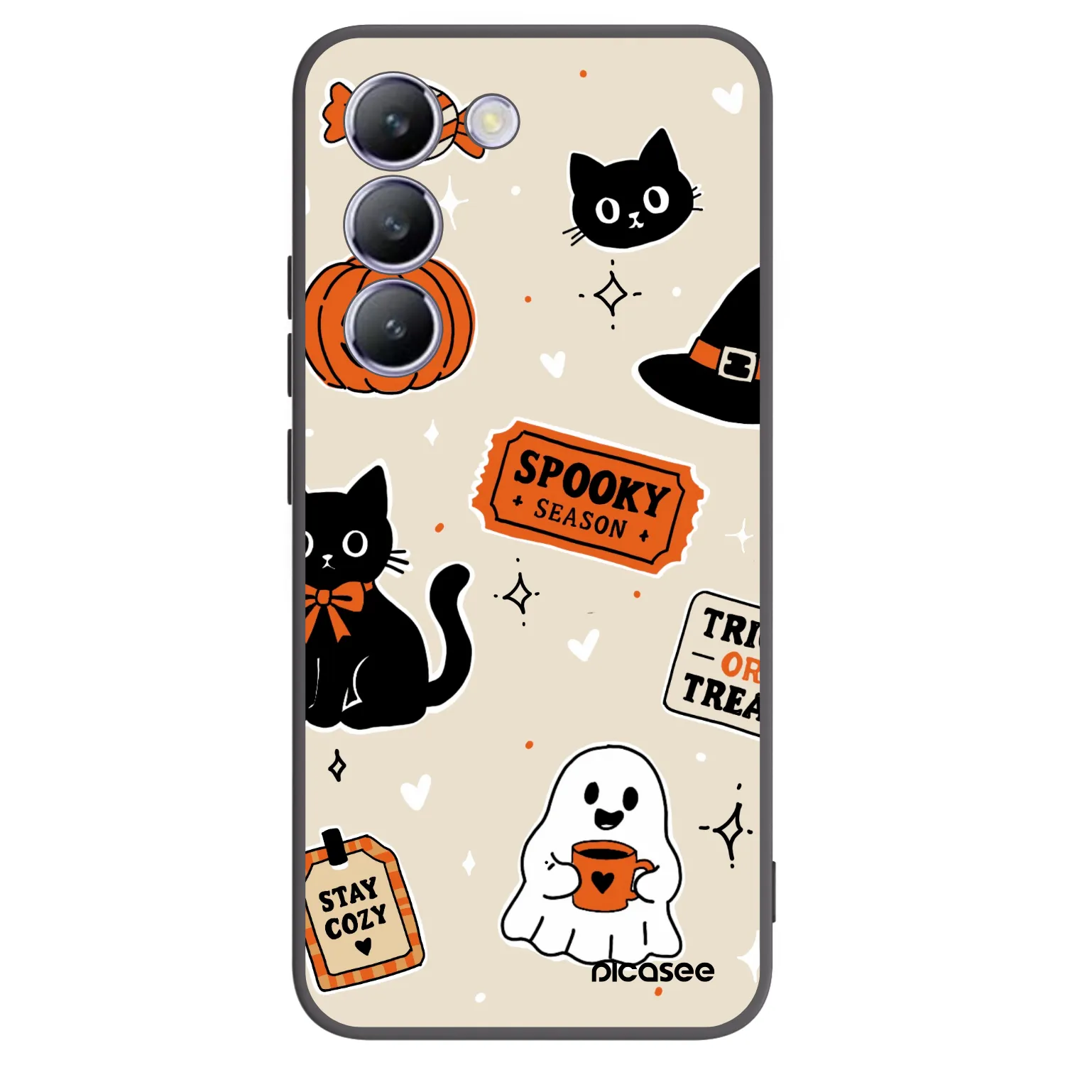 Picasee silikonski črni ovitek za Vivo V40 SE 5G - Halloween stickers