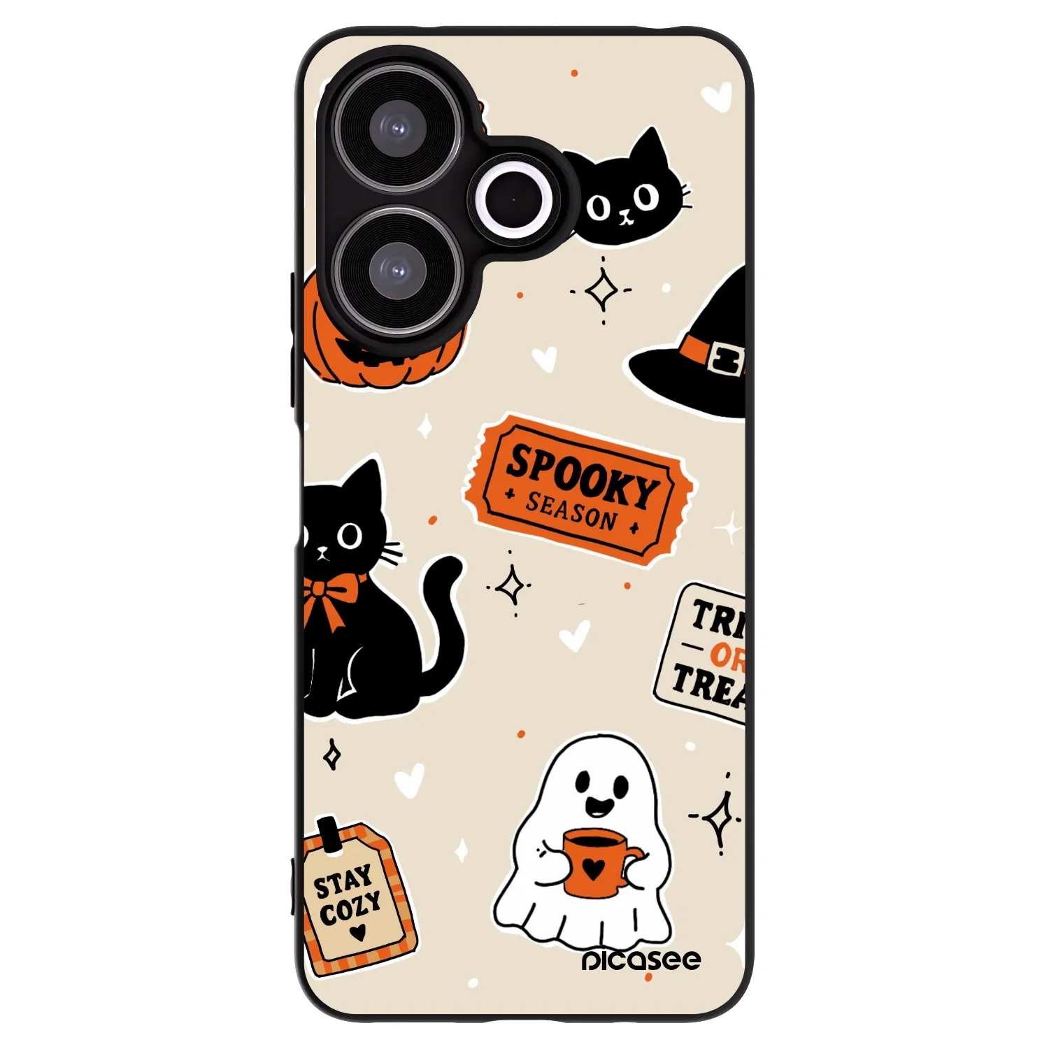Picasee silikonski črni ovitek za Xiaomi Redmi 13 4G - Halloween stickers