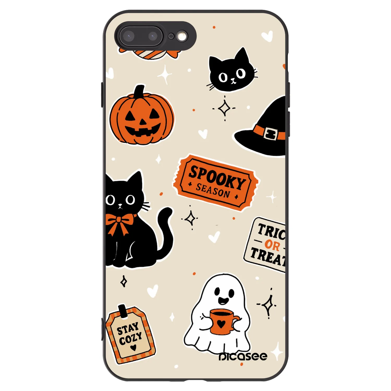 Picasee silikonski črni ovitek za Apple iPhone 8 Plus - Halloween stickers