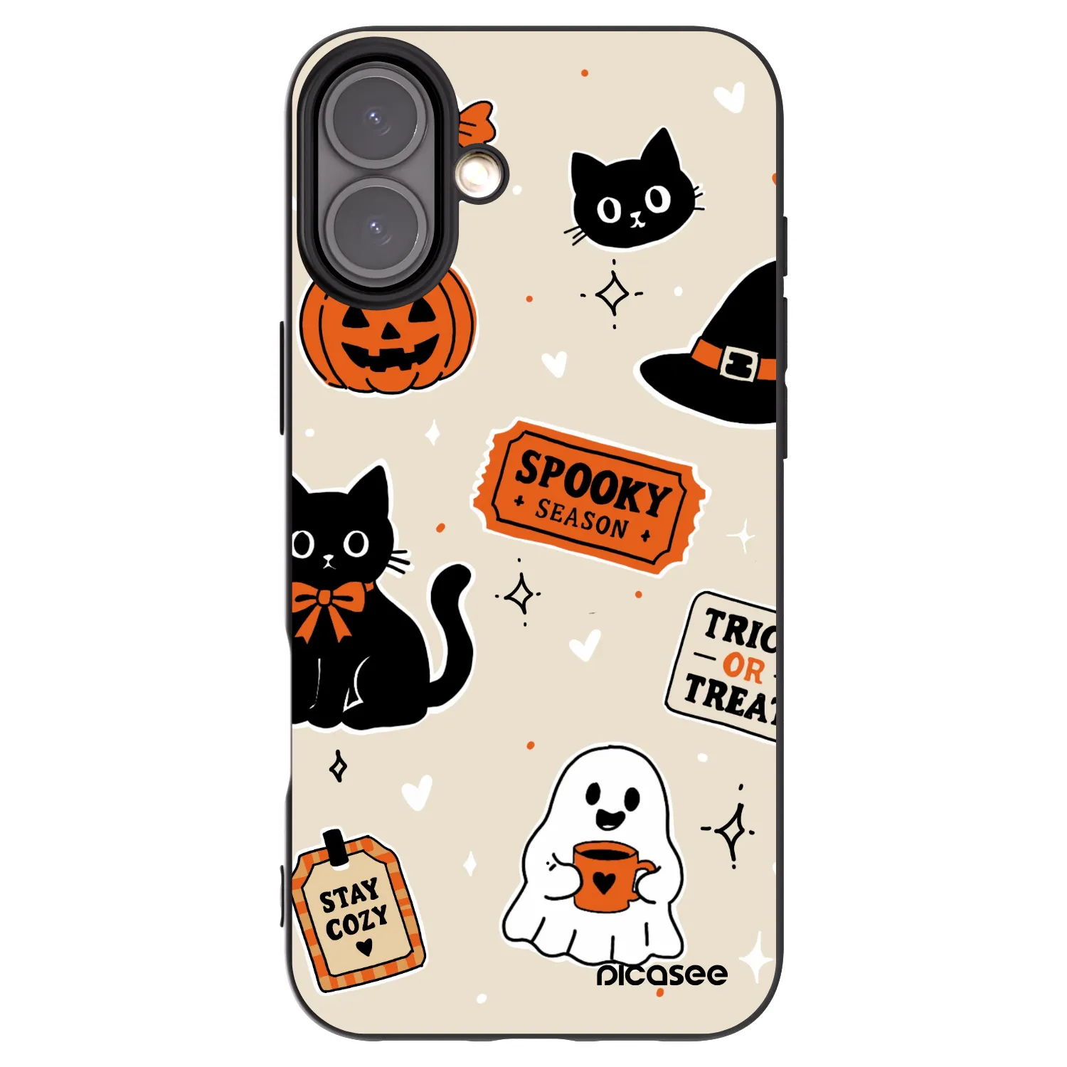 Picasee silikonski črni ovitek za Apple iPhone 16 Plus - Halloween stickers