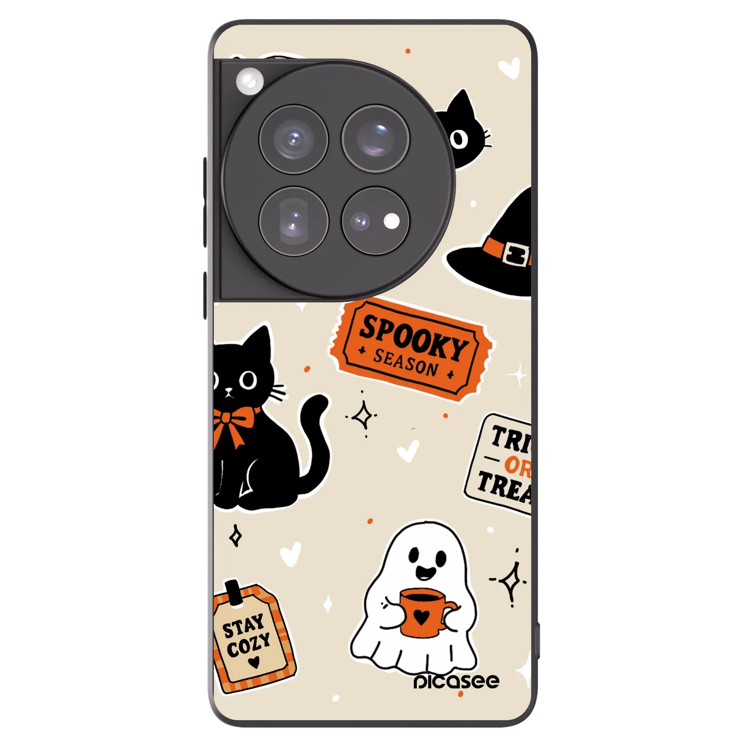 Picasee silikonski črni ovitek za OnePlus 12 5G - Halloween stickers