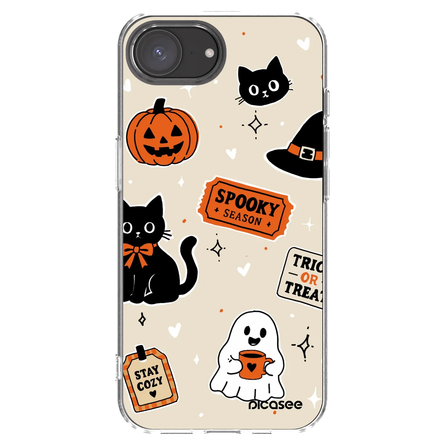 Picasee silikonski prozorni ovitek za Apple iPhone 16e - Halloween stickers