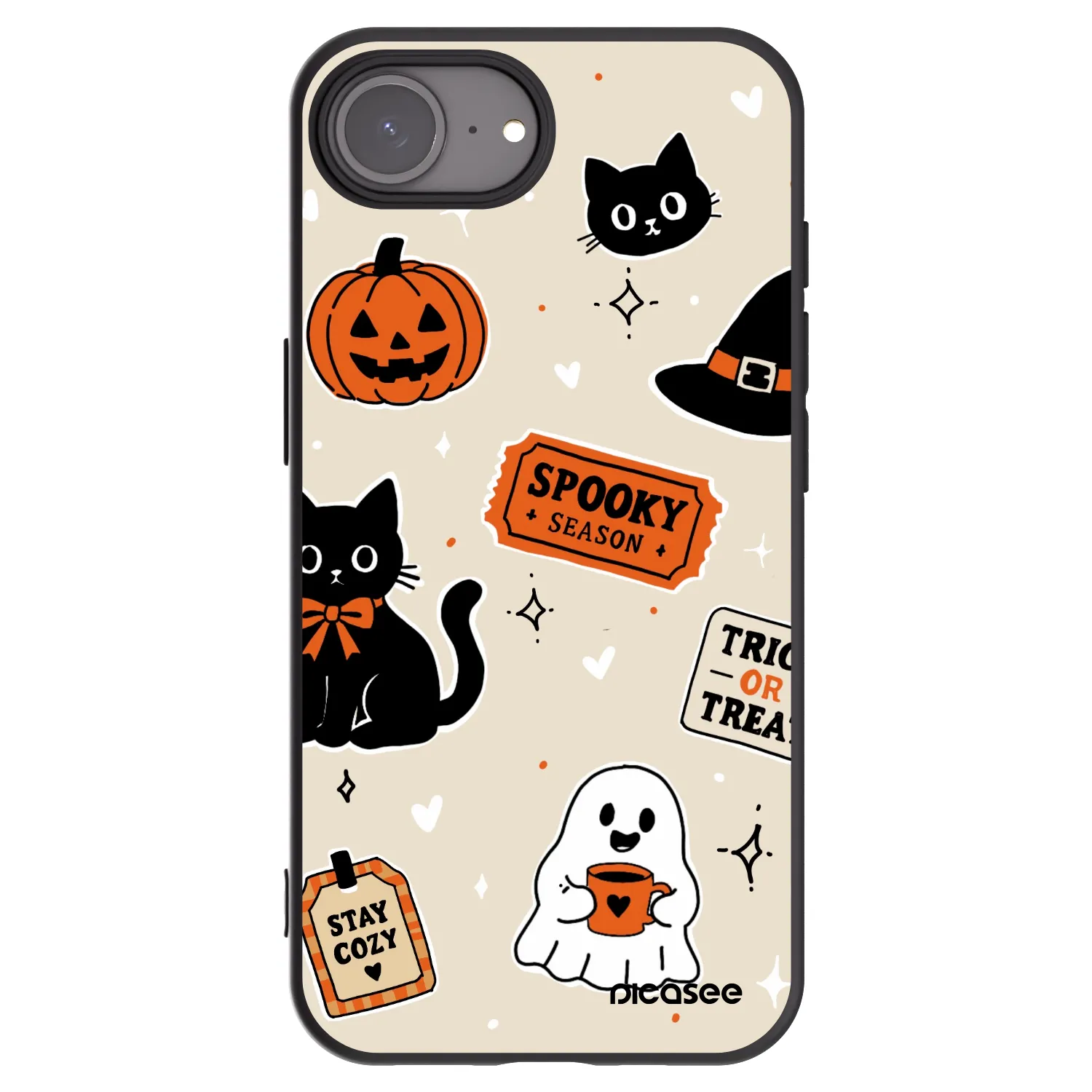Picasee silikonski črni ovitek za Apple iPhone 16e - Halloween stickers
