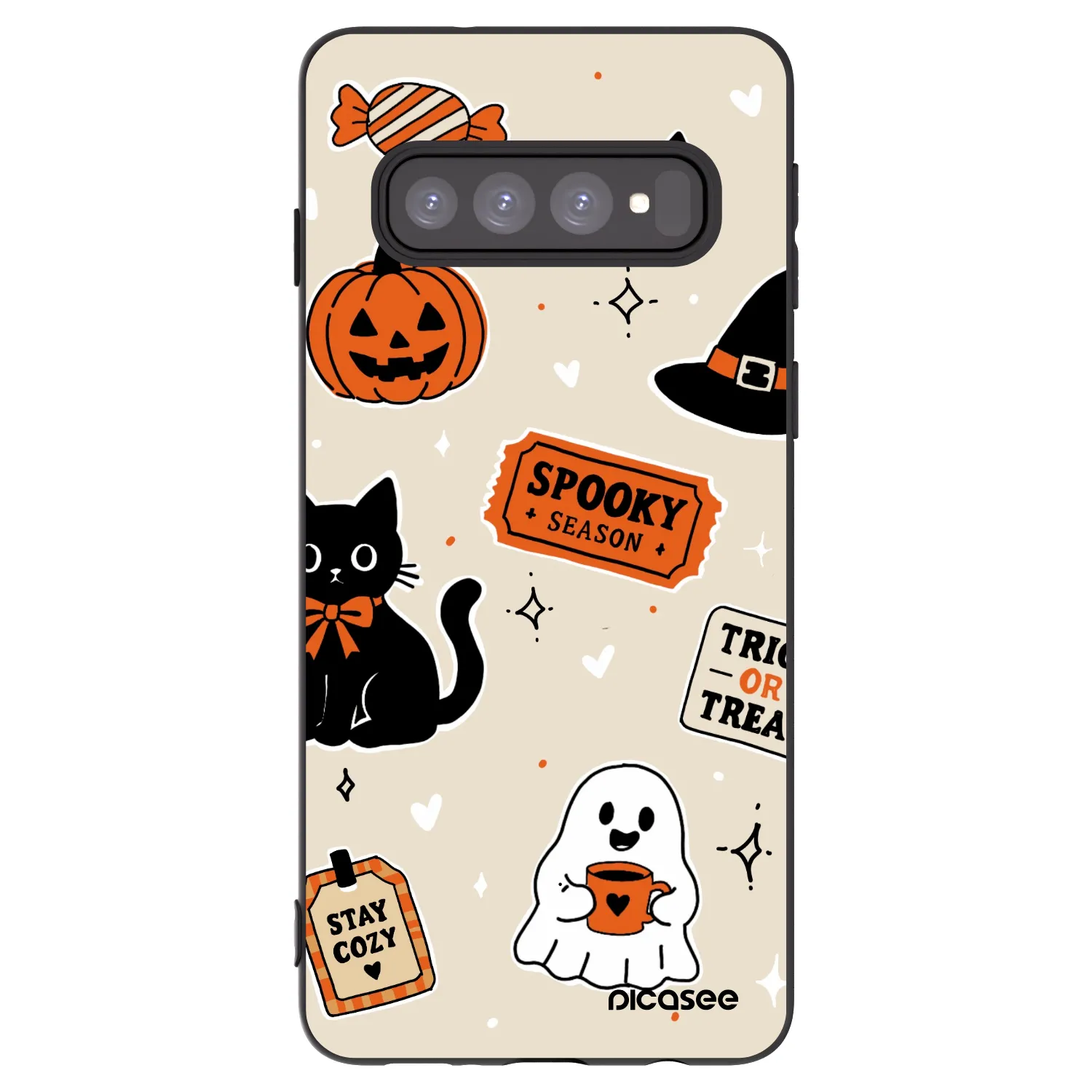 Picasee silikonski črni ovitek za Samsung Galaxy S10 G973 - Halloween stickers