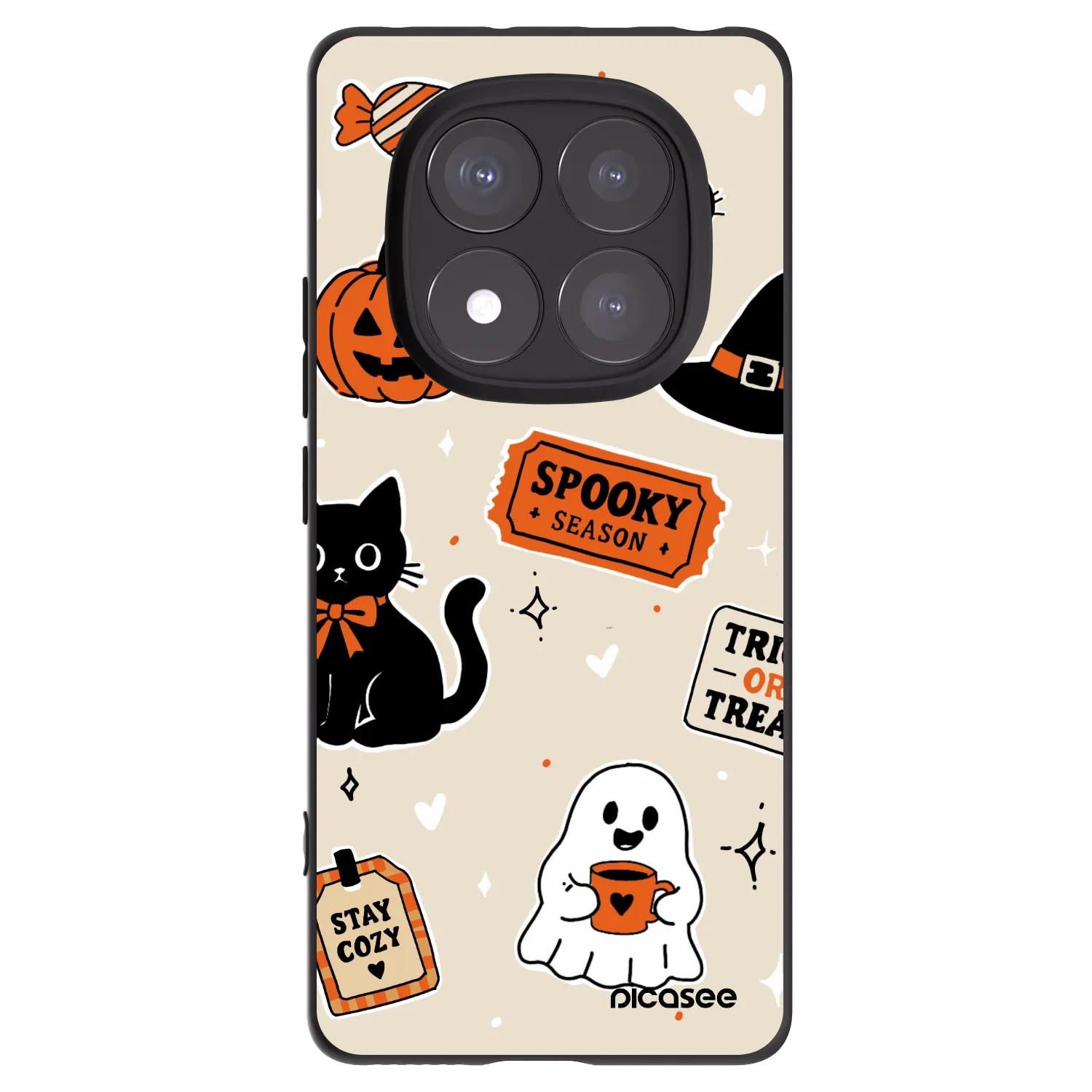 Picasee silikonski črni ovitek za Xiaomi Redmi Note 14 Pro 5G - Halloween stickers