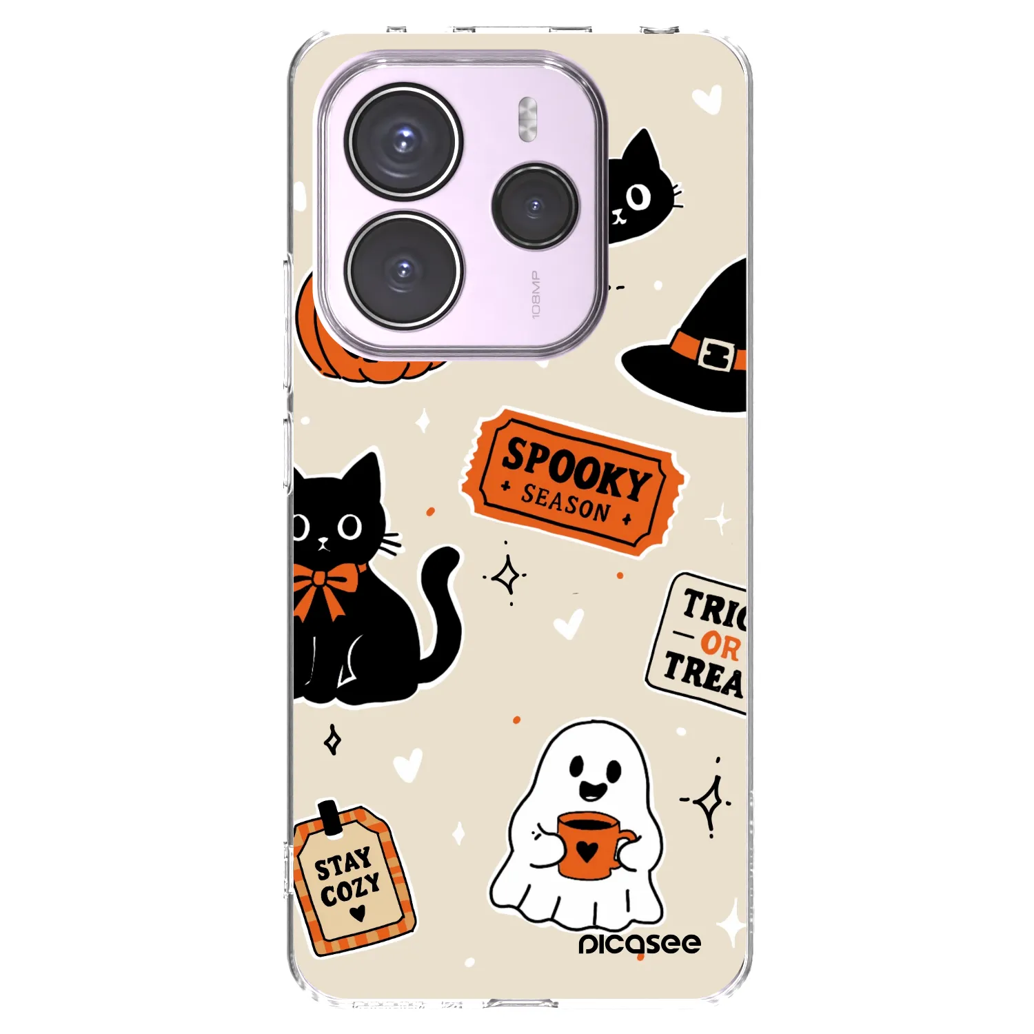 Picasee silikonski prozorni ovitek za Xiaomi Redmi Note 14 5G - Halloween stickers