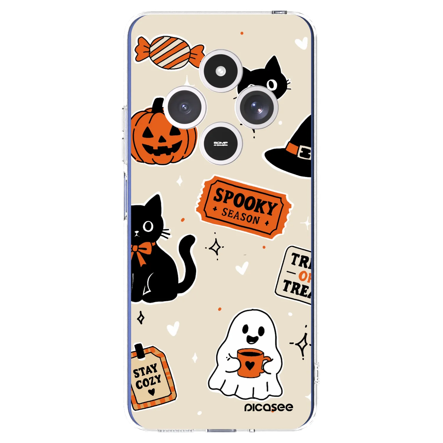 Picasee silikonski prozorni ovitek za Xiaomi Redmi 14C - Halloween stickers