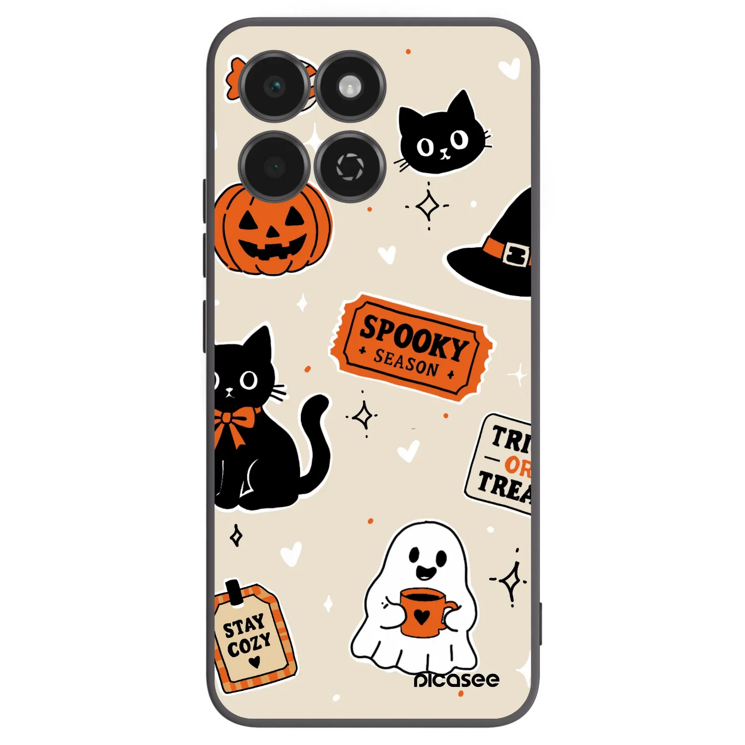 Picasee silikonski črni ovitek za Honor 200 Smart 5G - Halloween stickers
