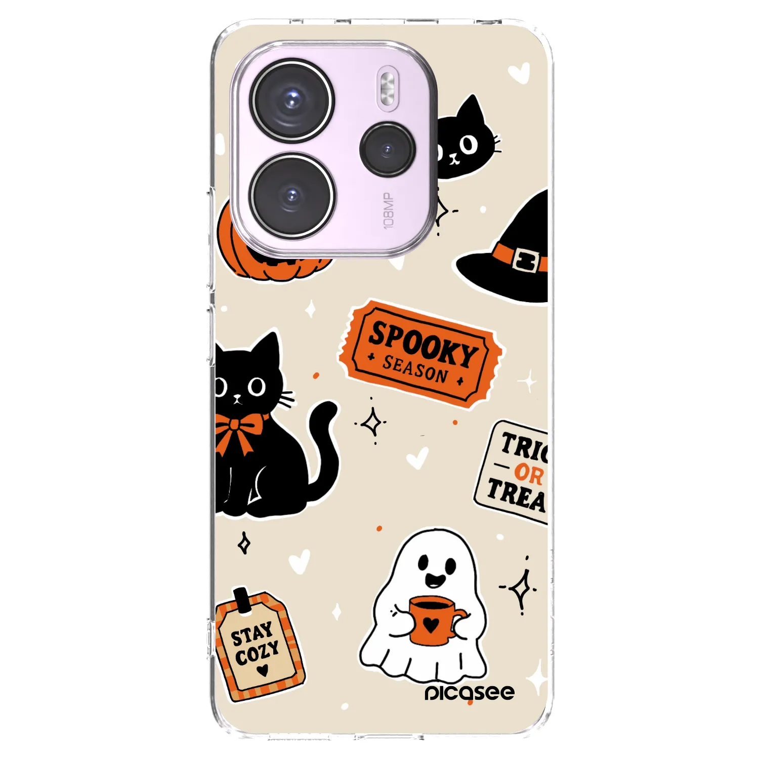 Picasee silikonski prozorni ovitek za Xiaomi Redmi Note 14 4G - Halloween stickers