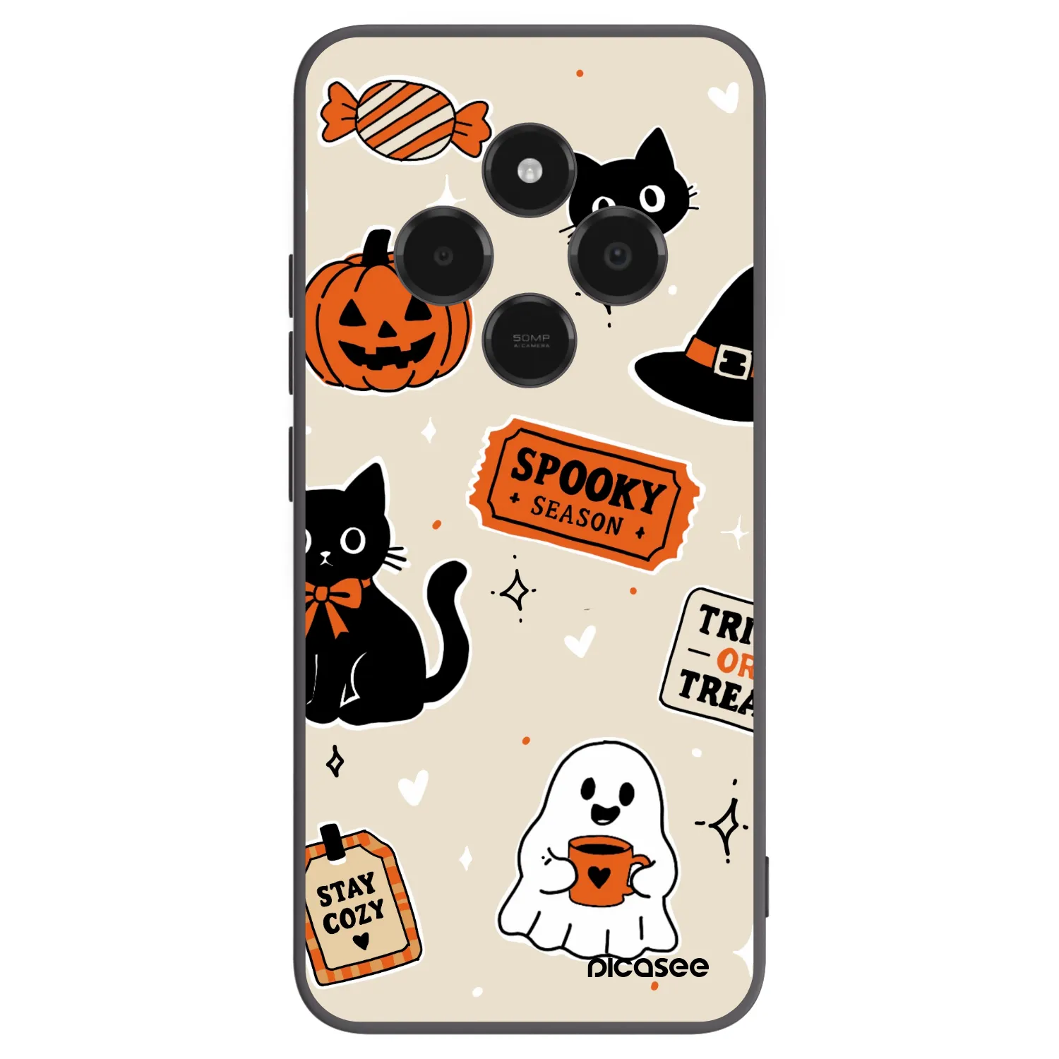 Picasee silikonski črni ovitek za Xiaomi Poco C75 - Halloween stickers