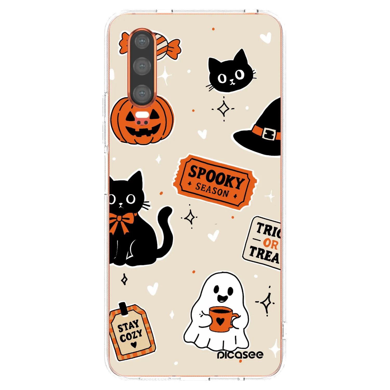 Picasee silikonski prozorni ovitek za Huawei P30 - Halloween stickers