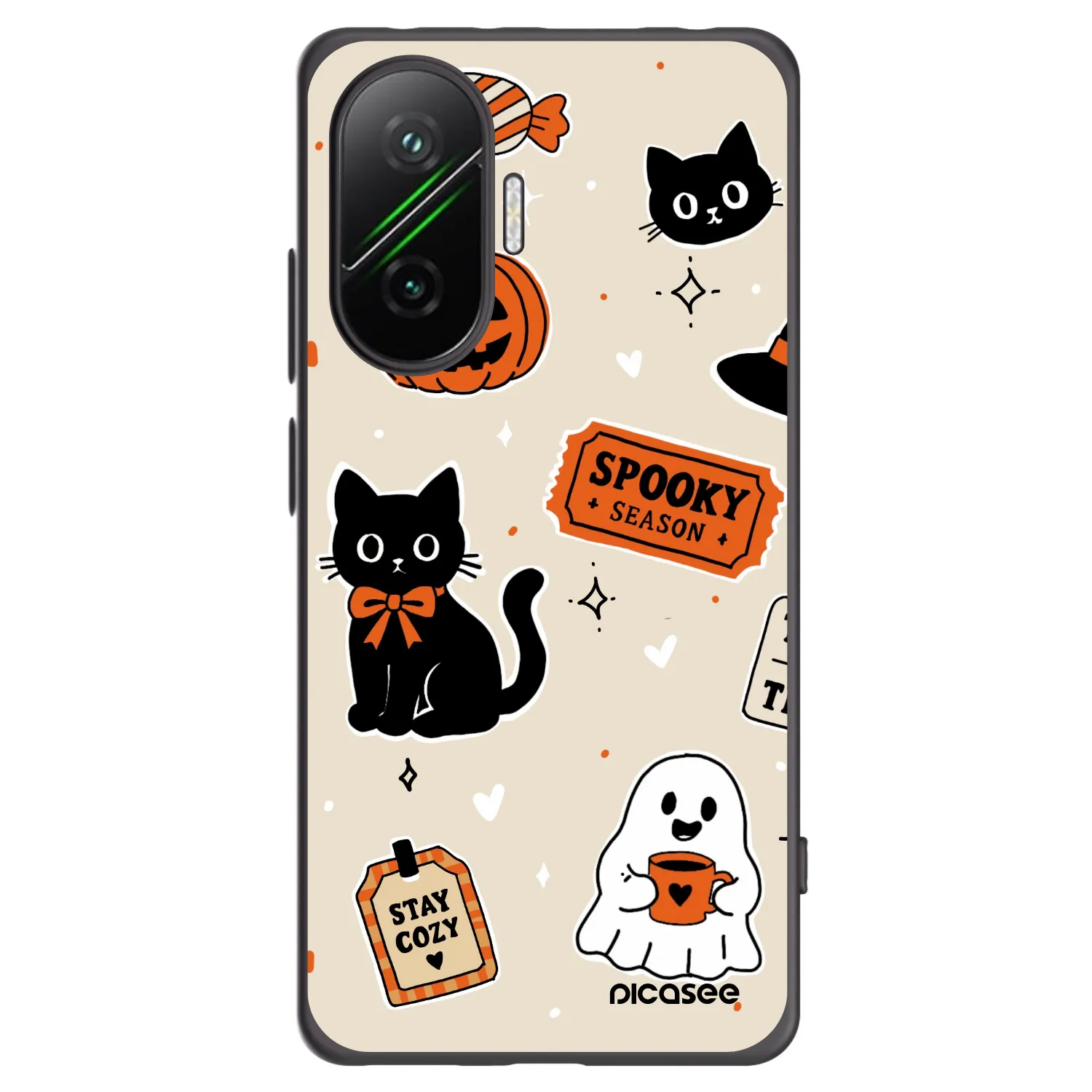 Picasee silikonski črni ovitek za Xiaomi Poco F7 5G - Halloween stickers