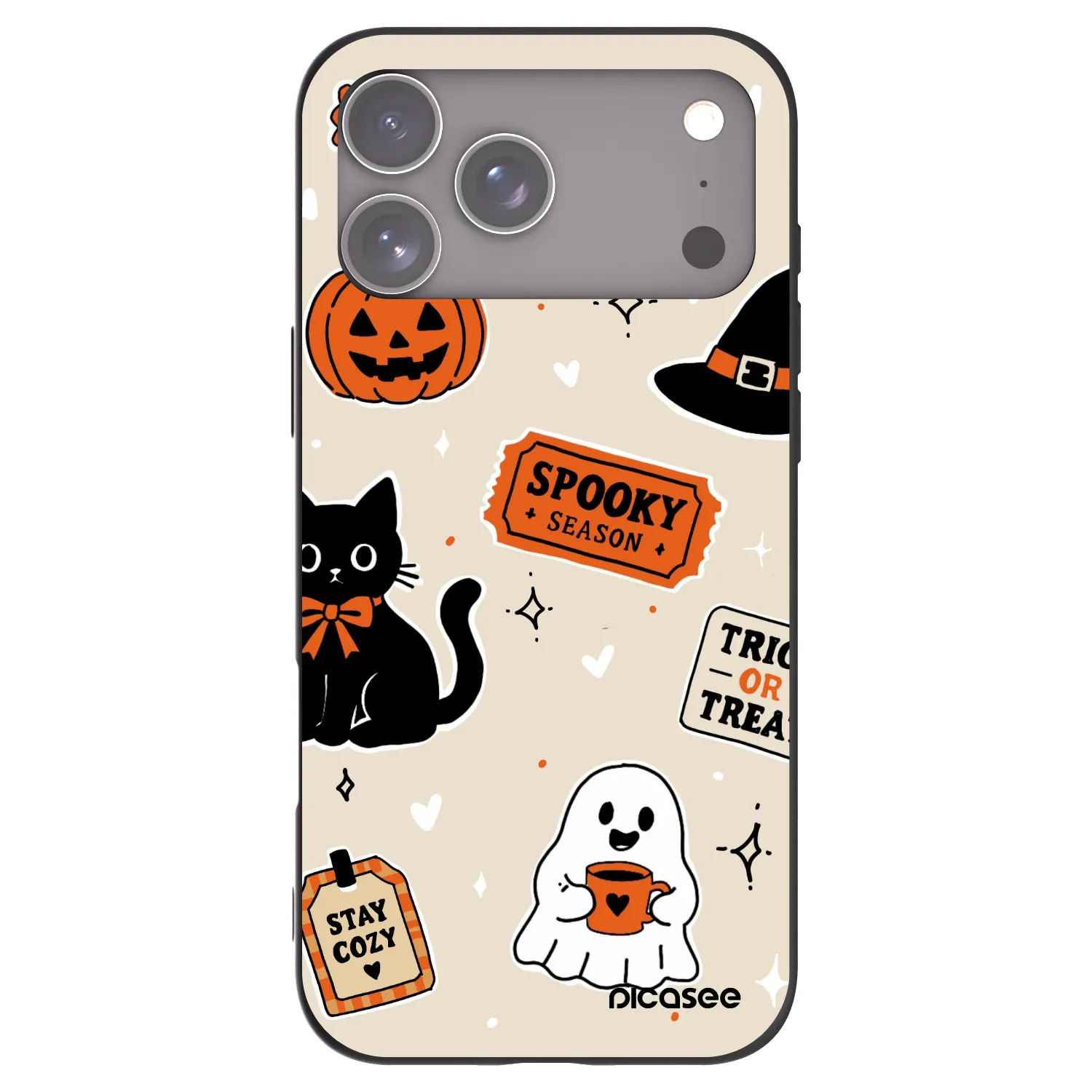 Picasee silikonski črni ovitek za Apple iPhone 17 Pro Max - Halloween stickers