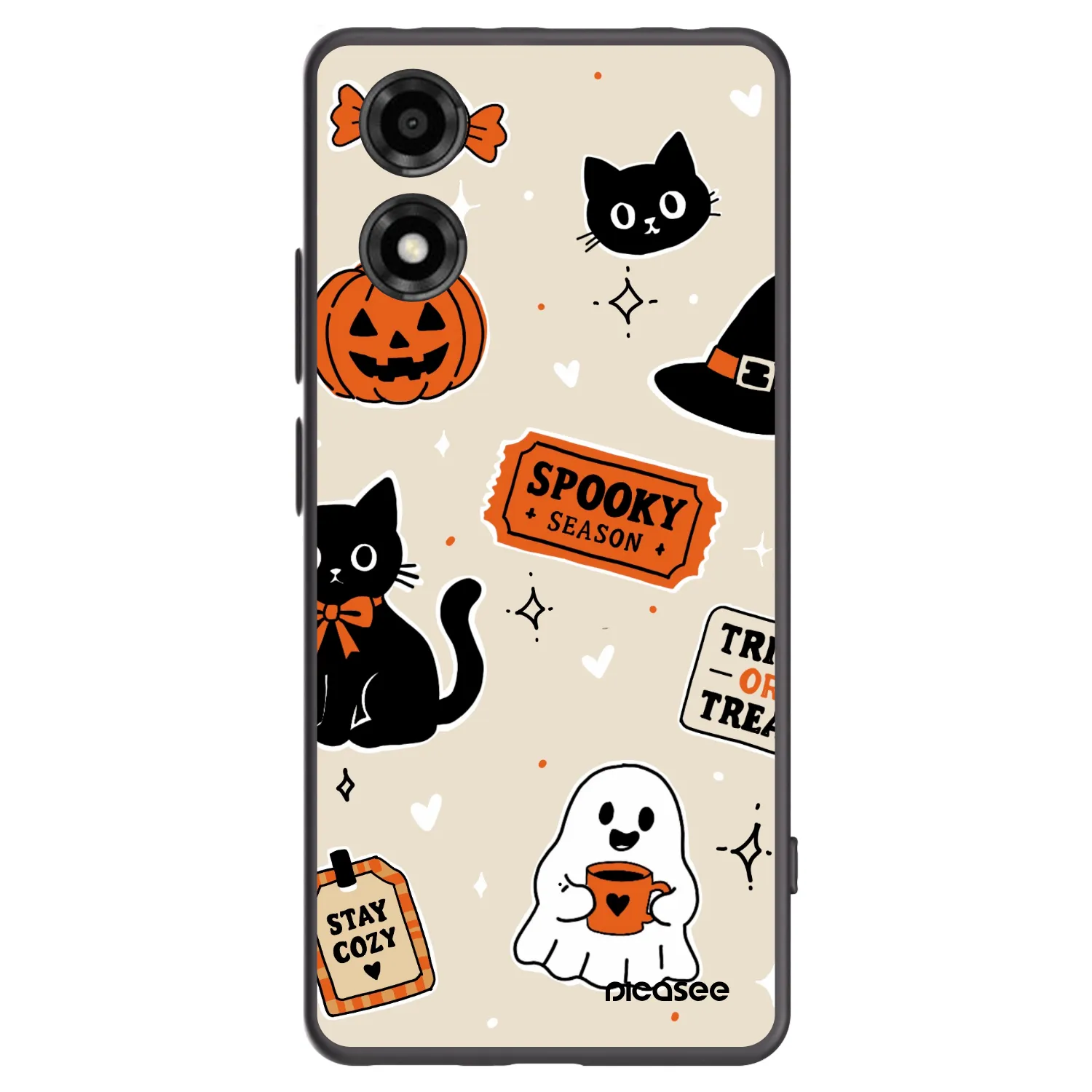 Picasee silikonski črni ovitek za Motorola Moto E14 - Halloween stickers