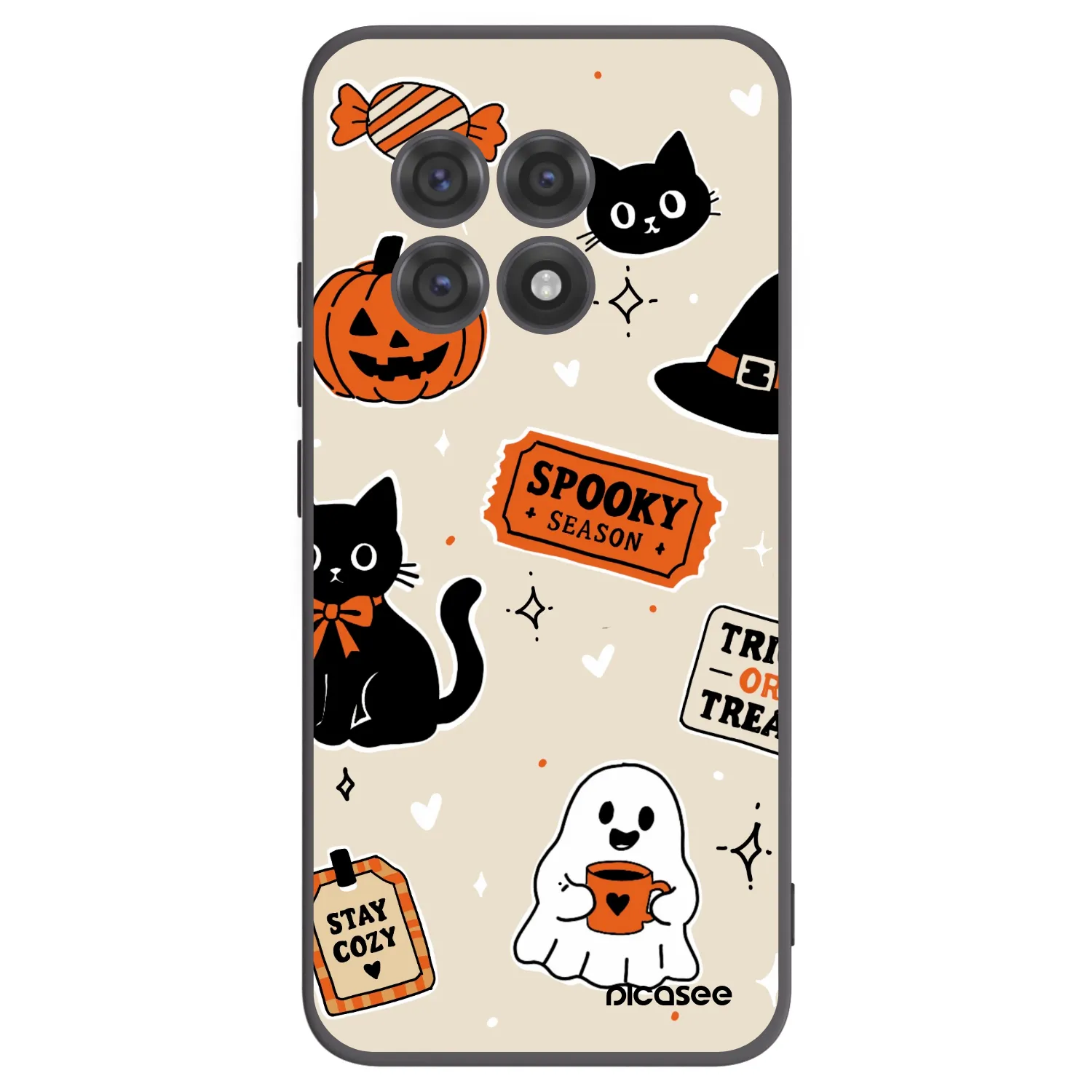 Picasee silikonski črni ovitek za OnePlus 13R 5G - Halloween stickers