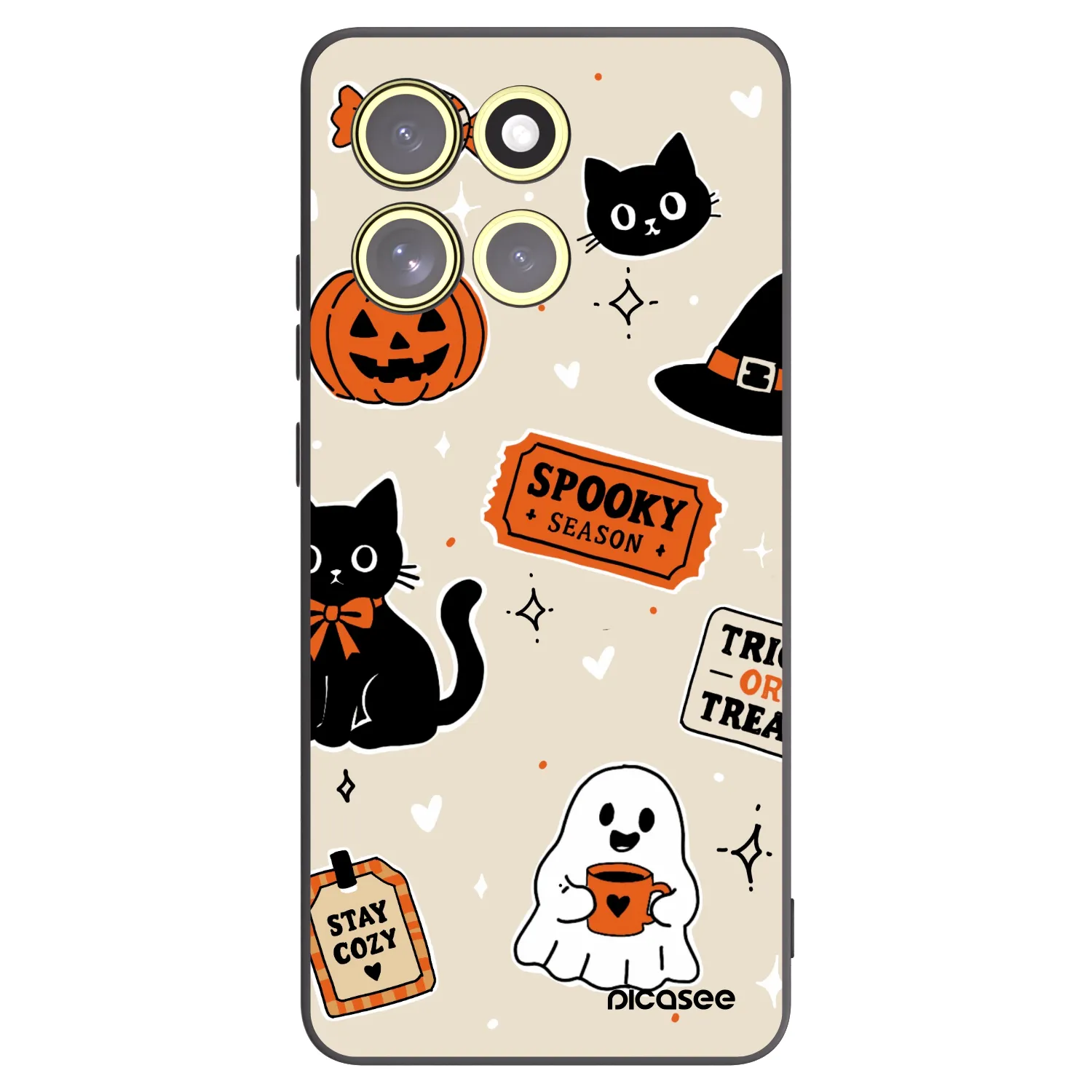 Picasee silikonski črni ovitek za Motorola Moto G86 5G - Halloween stickers
