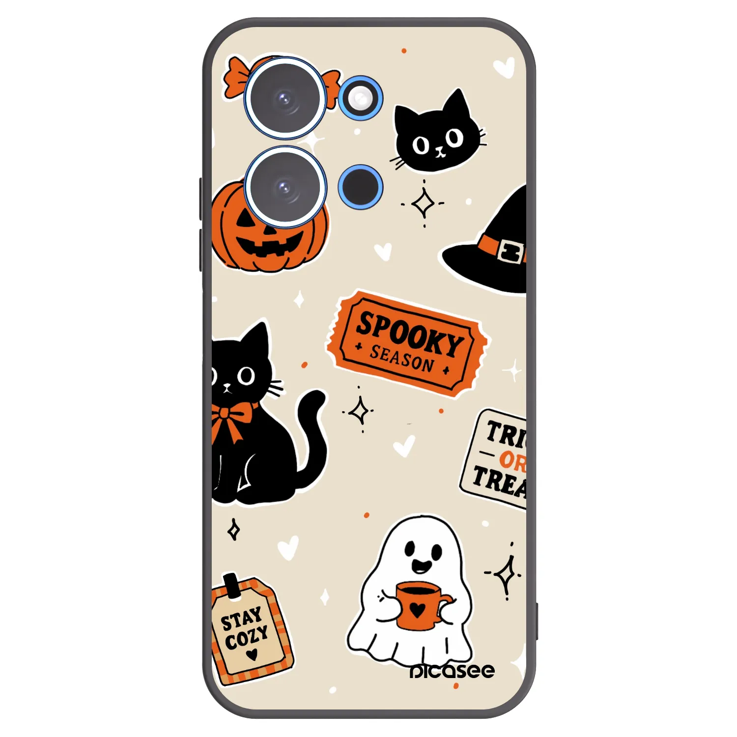 Picasee silikonski črni ovitek za Xiaomi Redmi 15C 4G - Halloween stickers