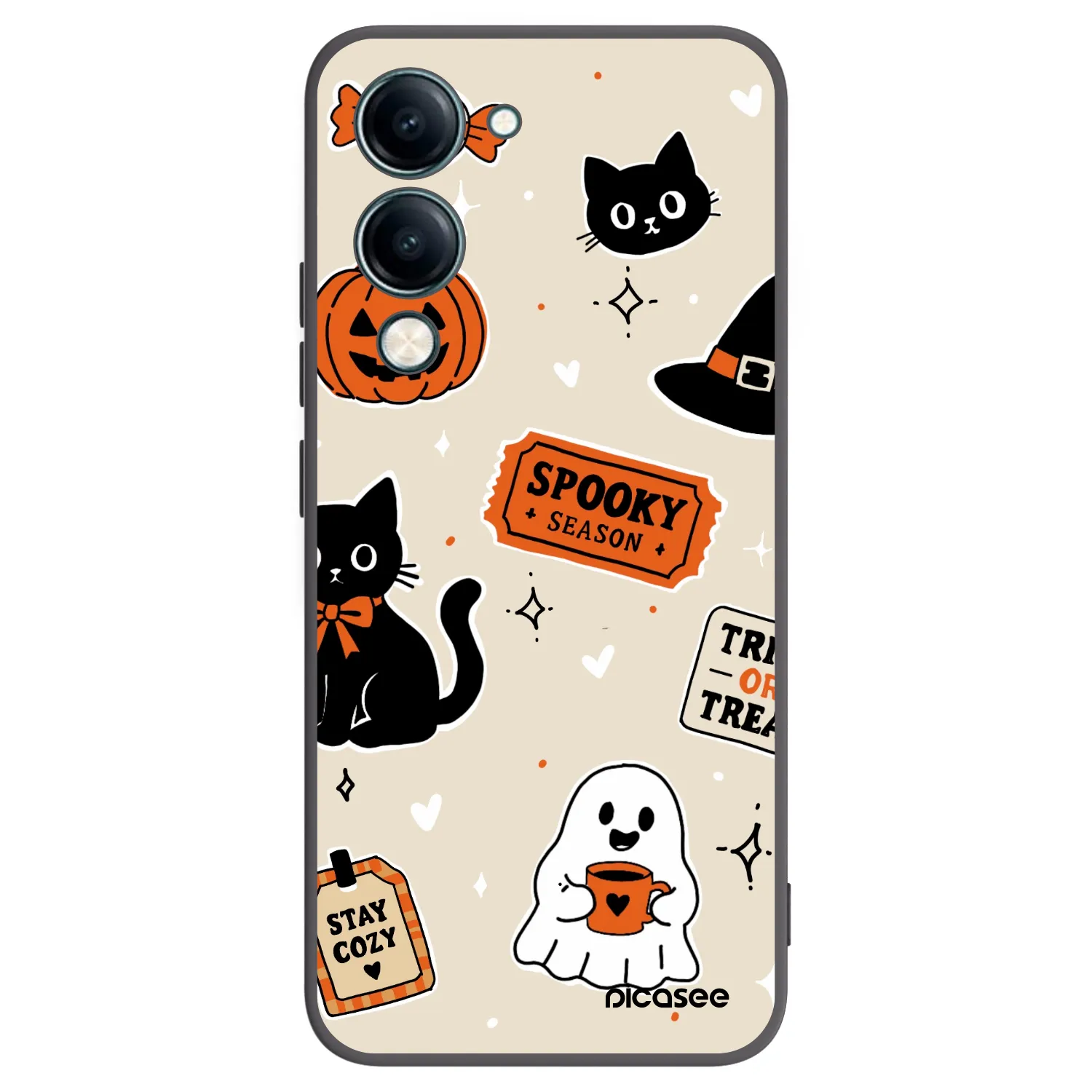 Picasee silikonski črni ovitek za Vivo Y29s 5G - Halloween stickers